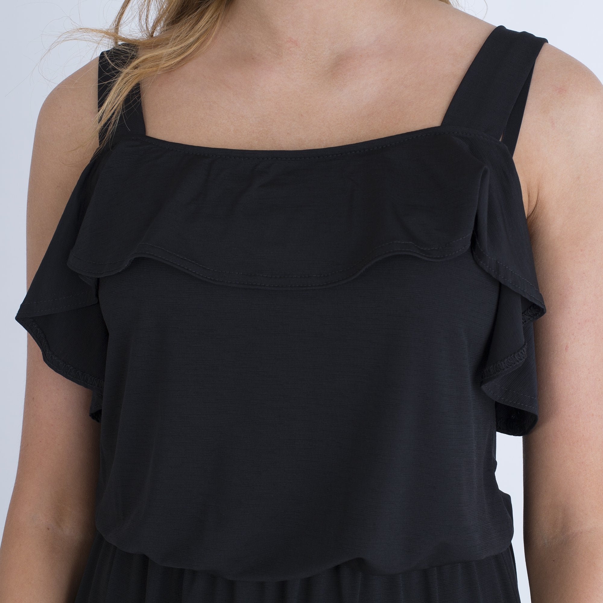 Marble Fashions Maxi Dress With Frill Sleeve Black