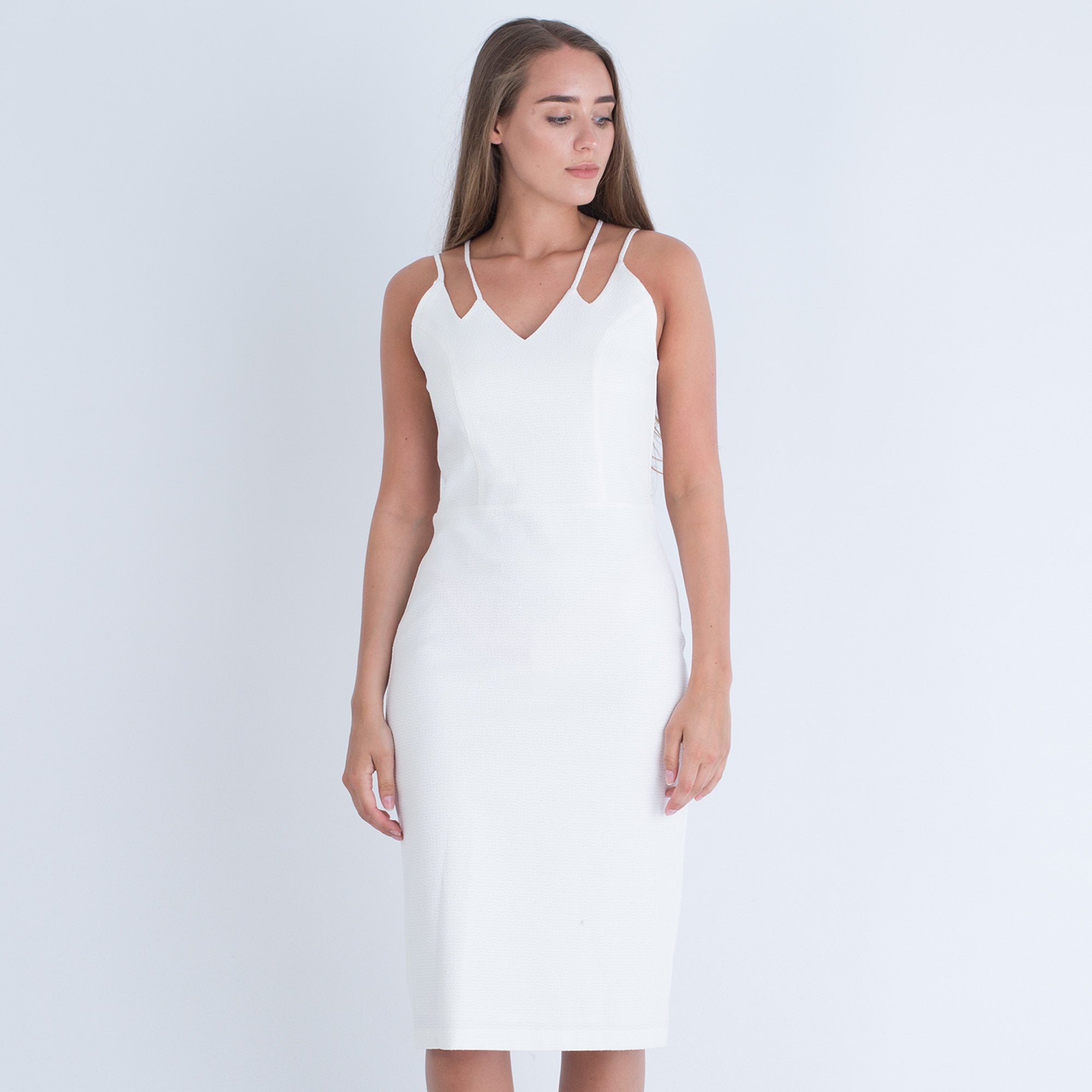 Camelot Cream Dress With Double Shoulder Strap