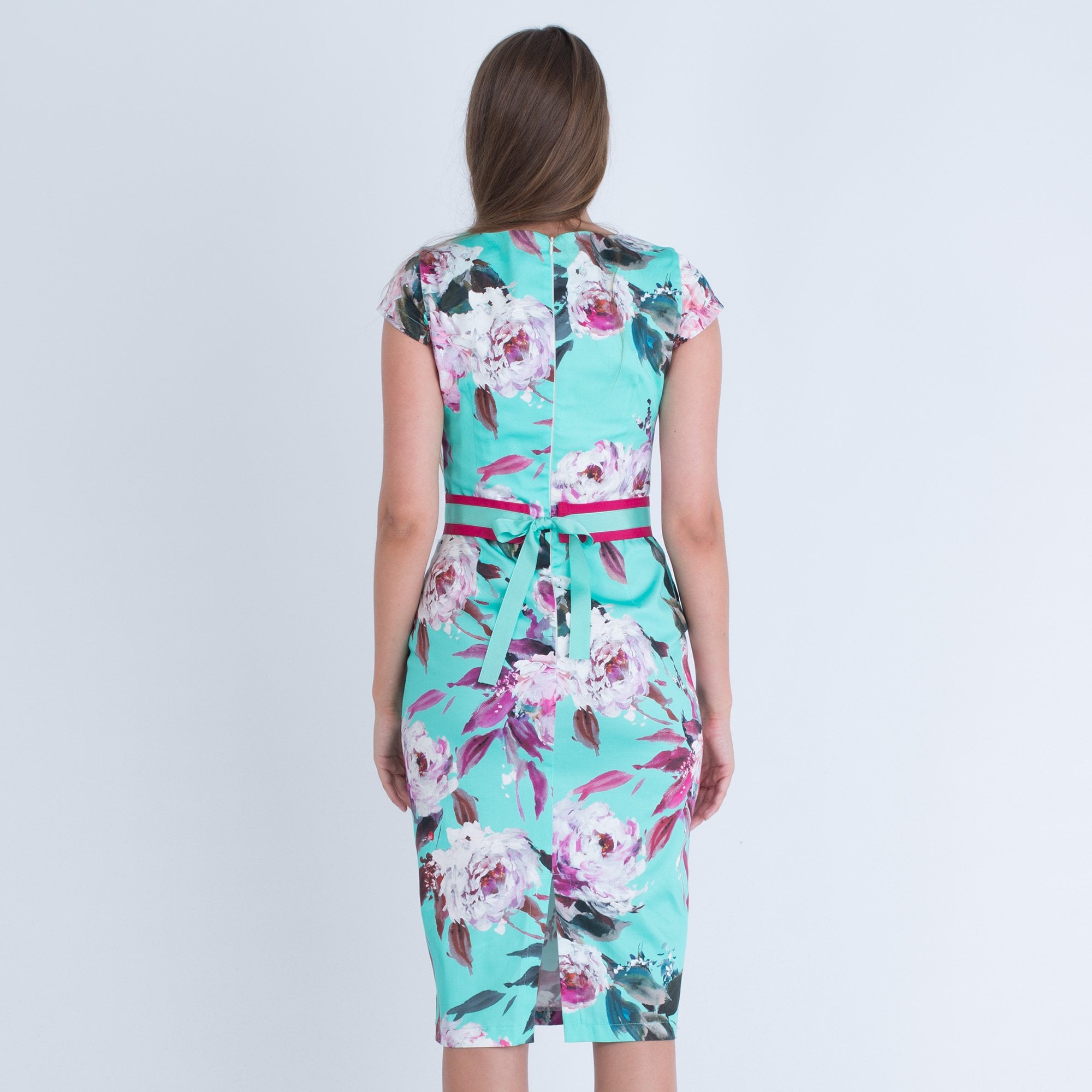 Camelot Turquoise Painted Floral Print Dress