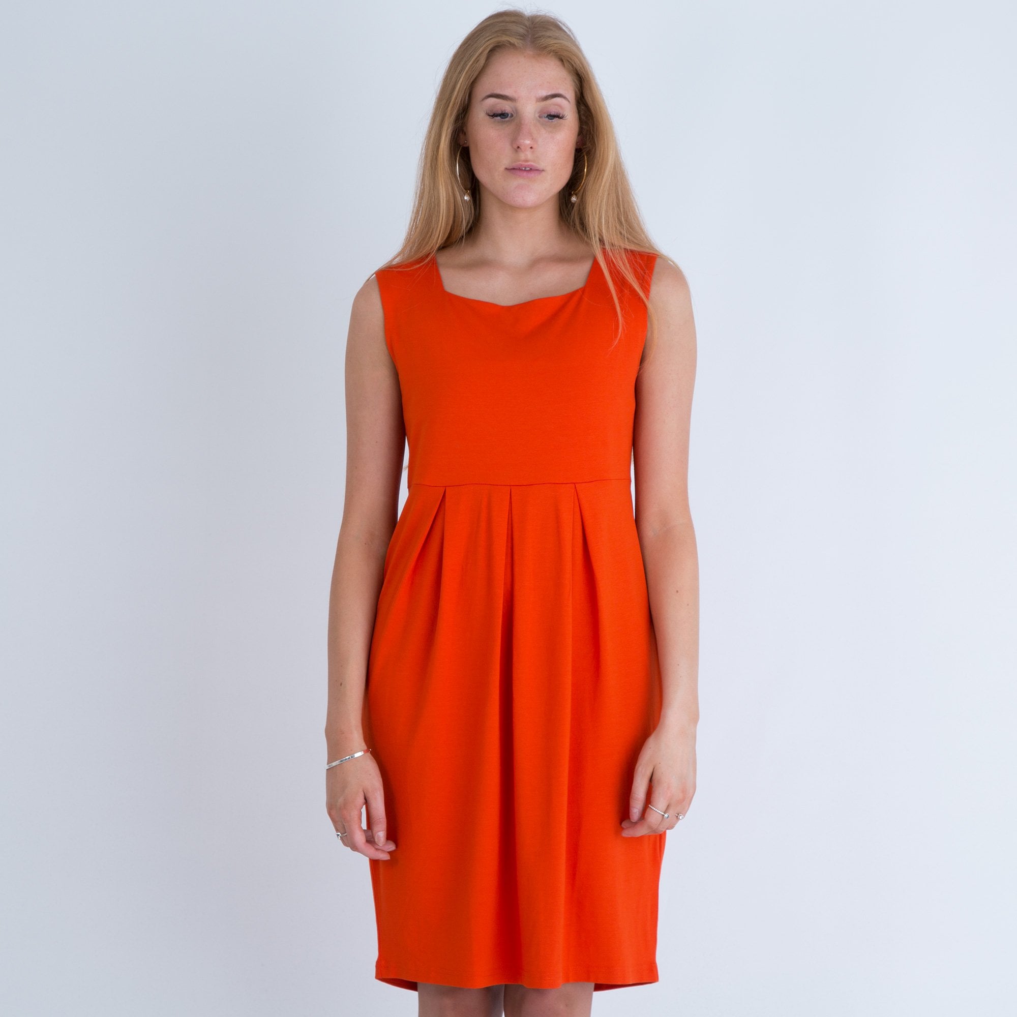 Masai Hadas Square Neck Sleeveless Jersey Dress Orange