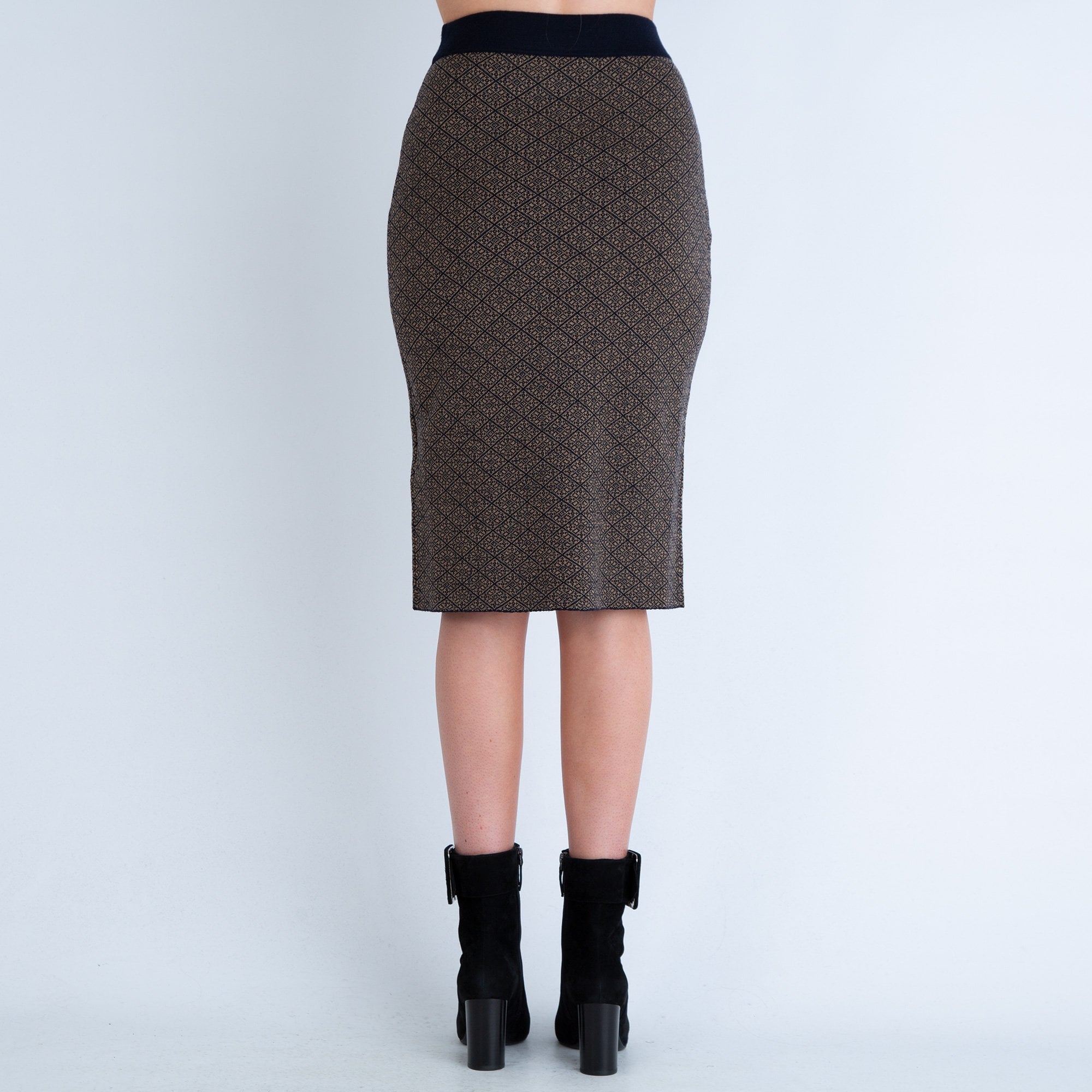Weekend By Maxmara Zebio Geometric Print Skirt Camel/Navy