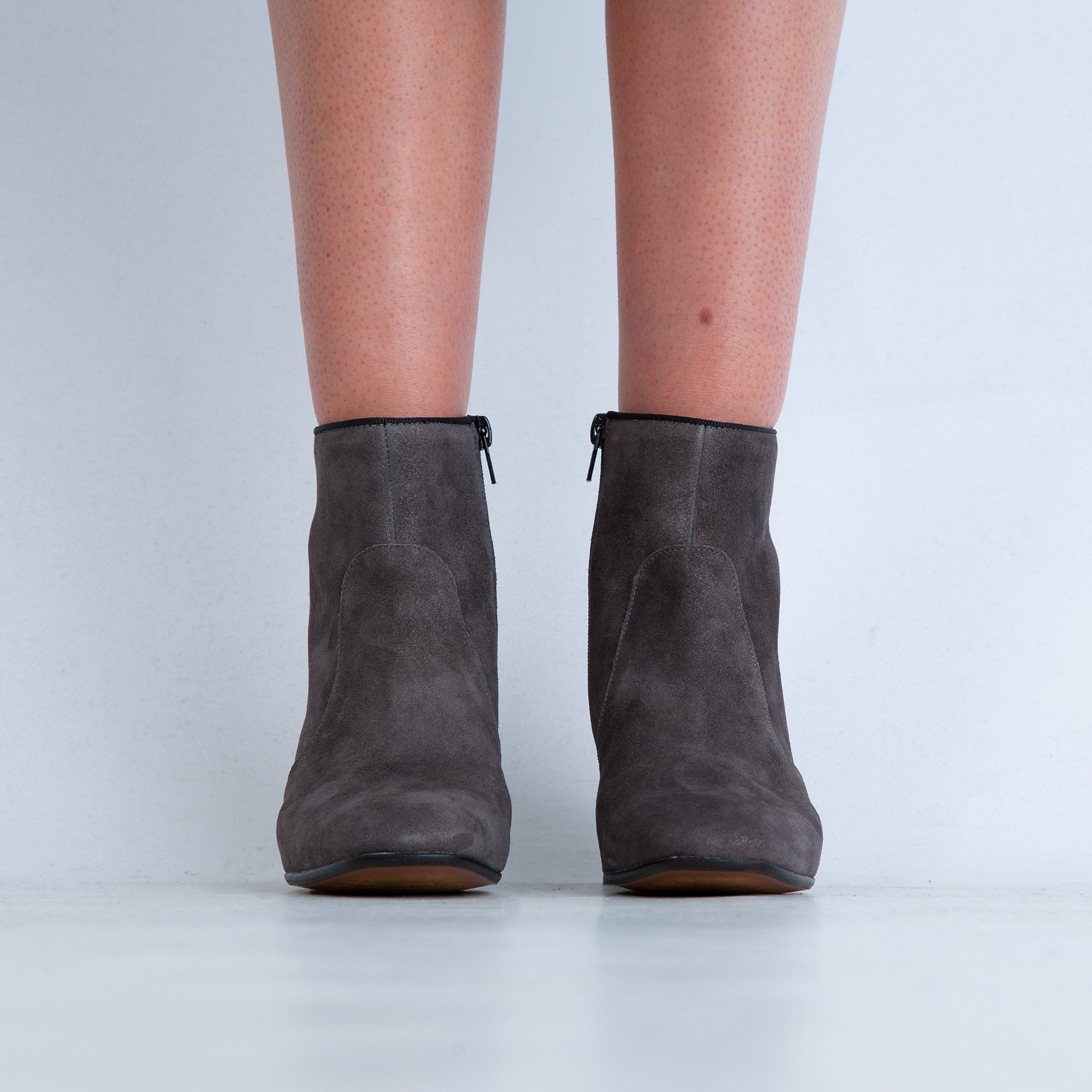 Kanna Low Bloc Heel Sparkle Ankle Boot Grey