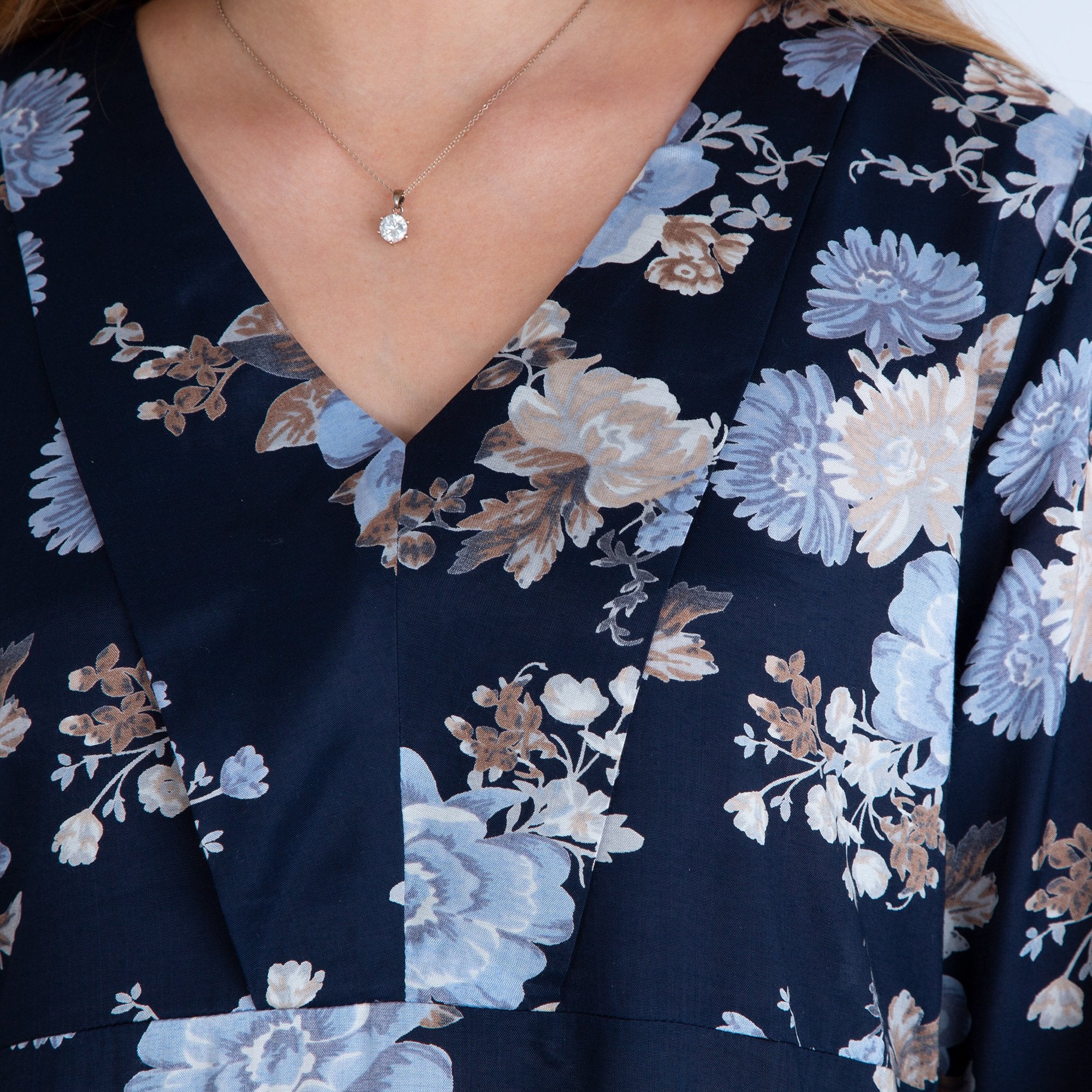 Masai Nini V Neck Floral Print Dress Blue