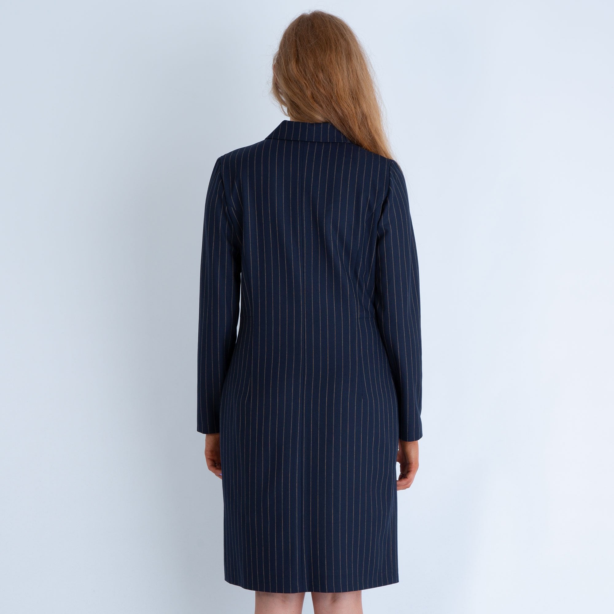 Marie Mero Pinstripe Blazer Dress Navy