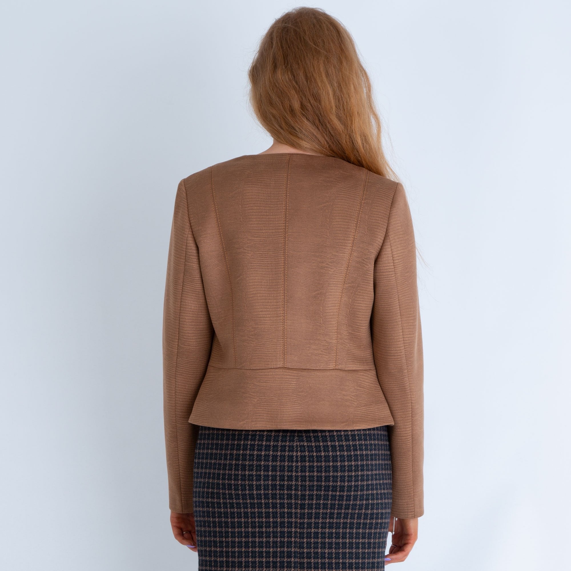Marie Mero Snake Faux Suede Jacket Camel