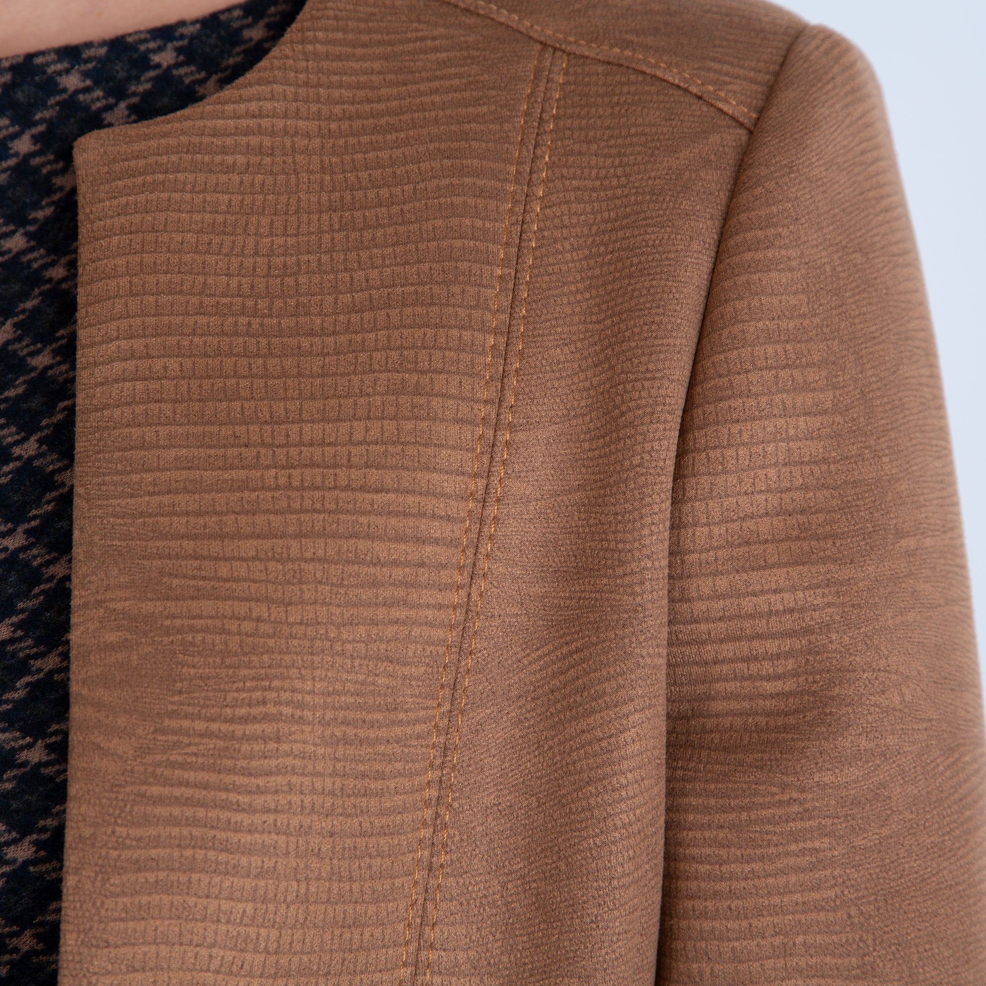 Marie Mero Snake Faux Suede Jacket Camel