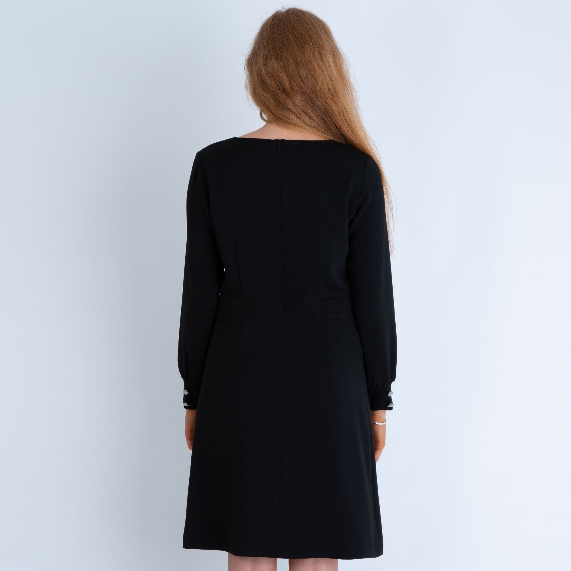 Marie Mero Long Sleeve Dress With Bit Detail On Pocket Black