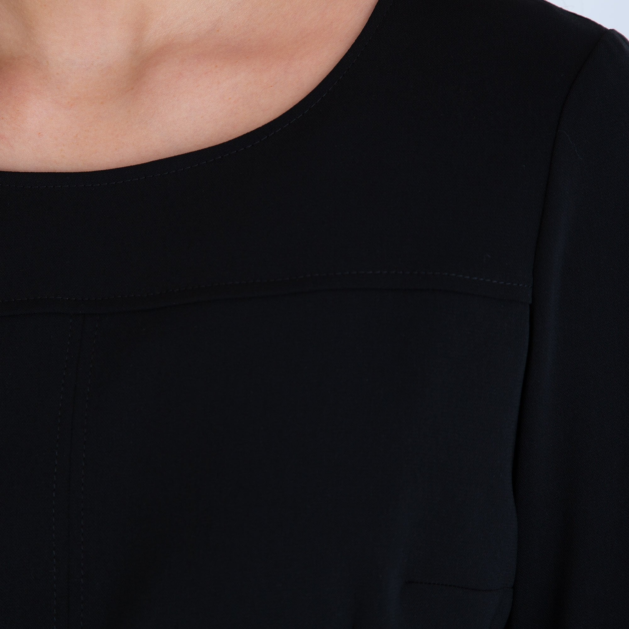 Marie Mero Long Sleeve Dress With Bit Detail On Pocket Black