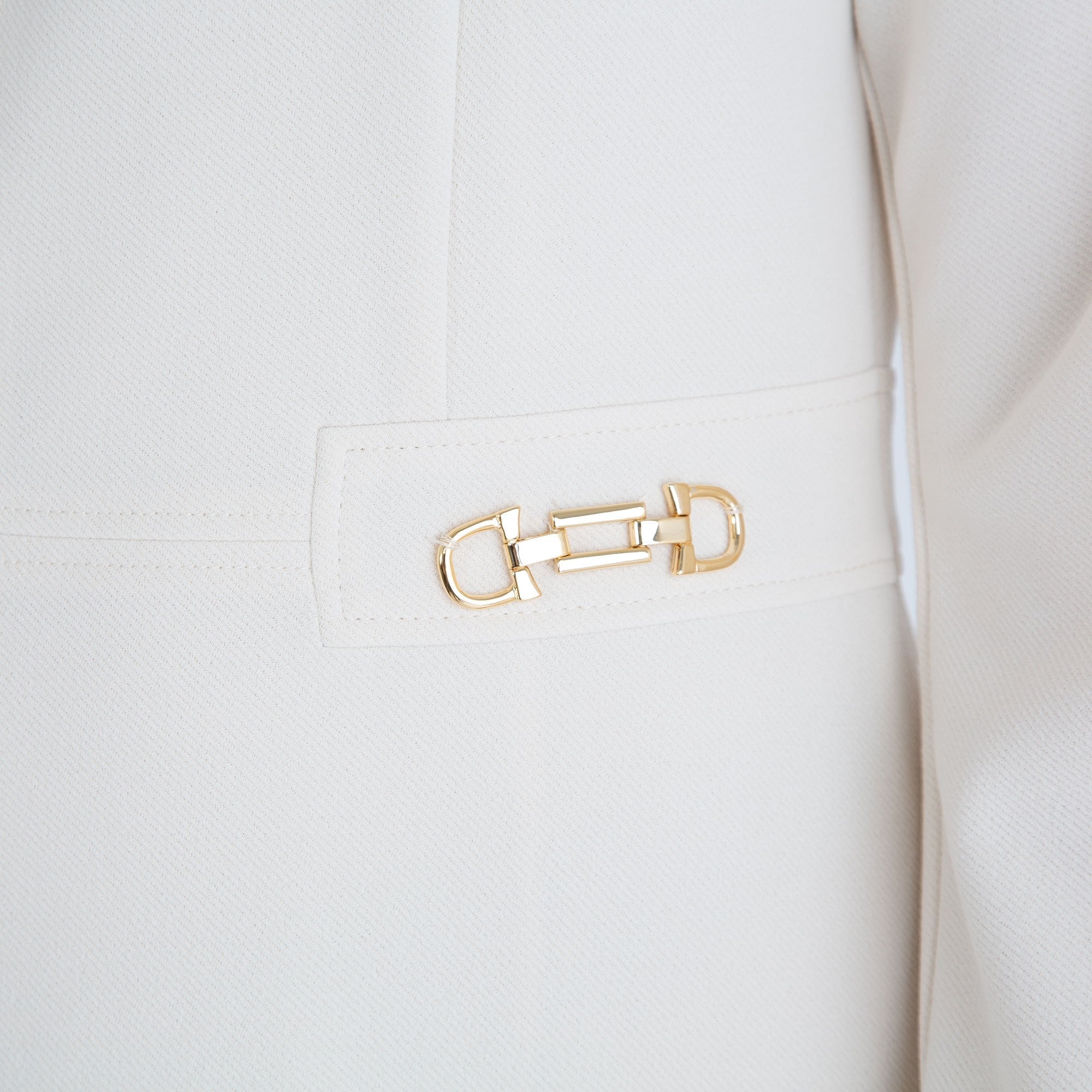 Marie Mero Long Sleeve Dress With Bit Pocket Detail Cream