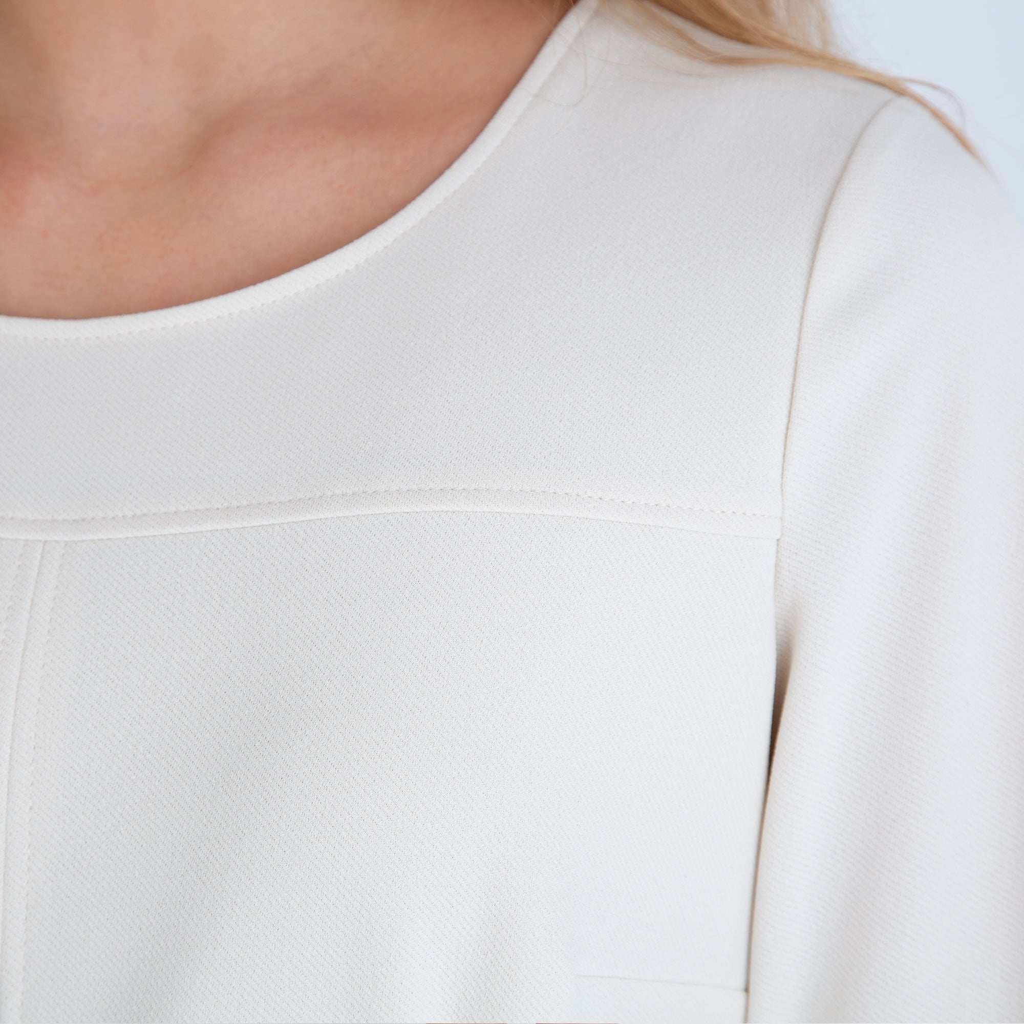 Marie Mero Long Sleeve Dress With Bit Pocket Detail Cream