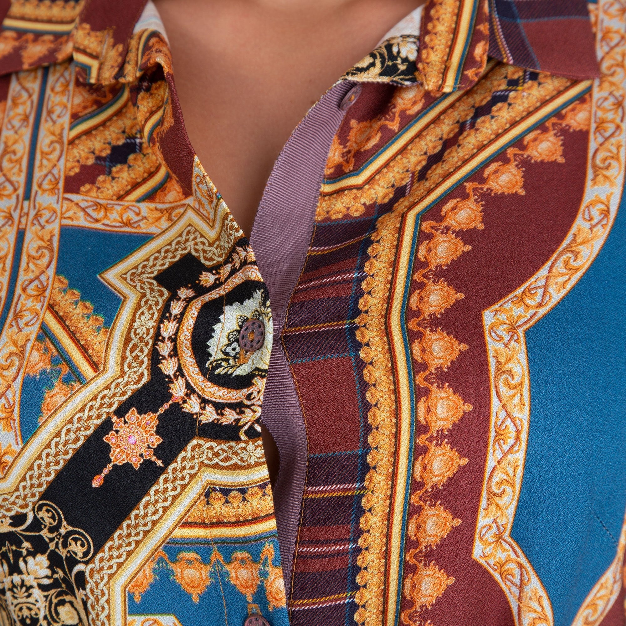 Tinta Style Harper Long Check Print Shirt Dress Brown Multi