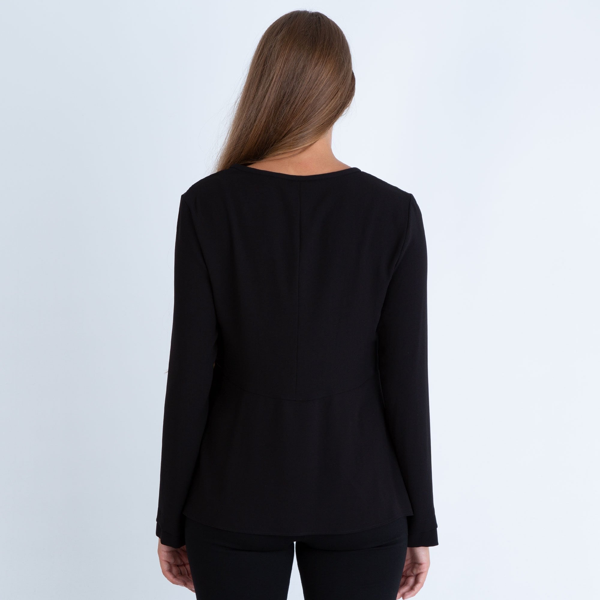 Marc Cain Split Front Knot Crepe Top Black