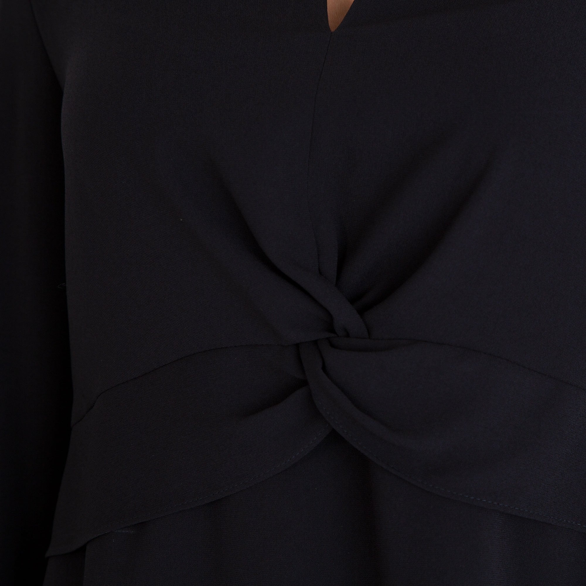Marc Cain Split Front Knot Crepe Top Black