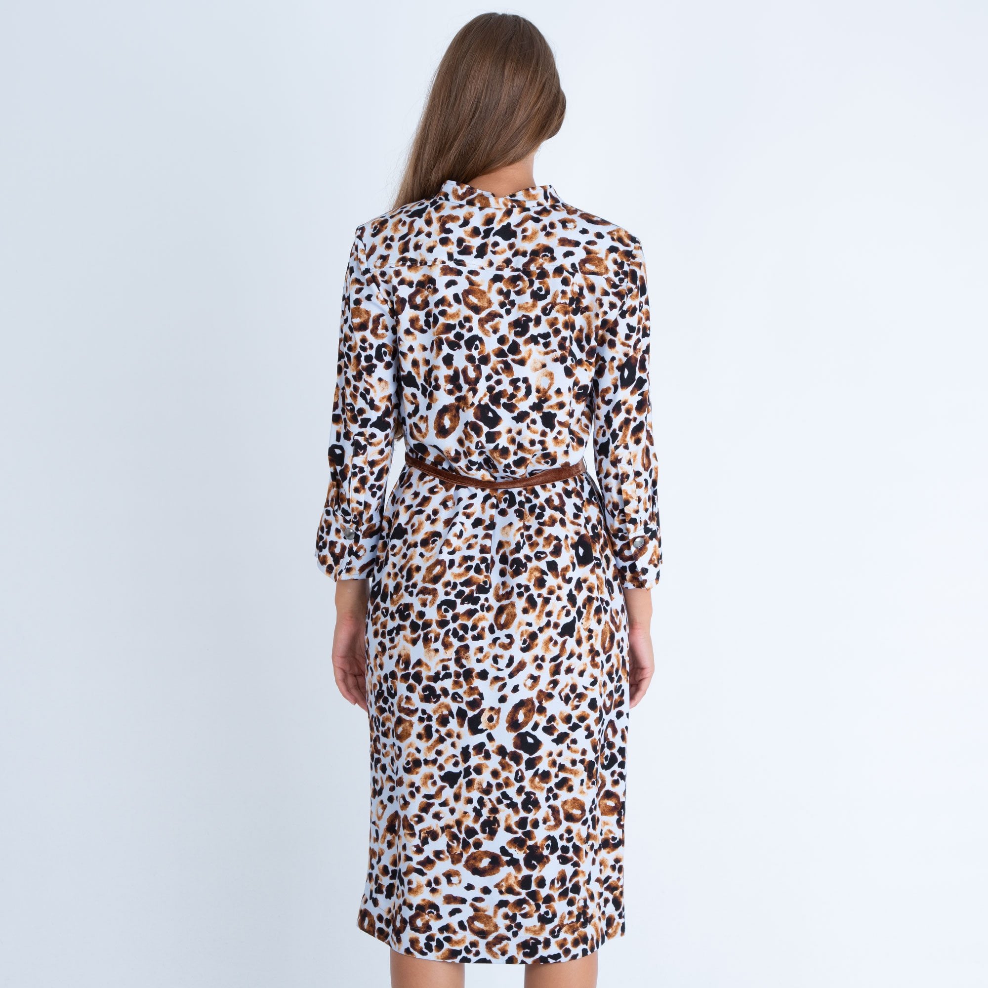 Riani Leopard Print Dress Blue/Brown