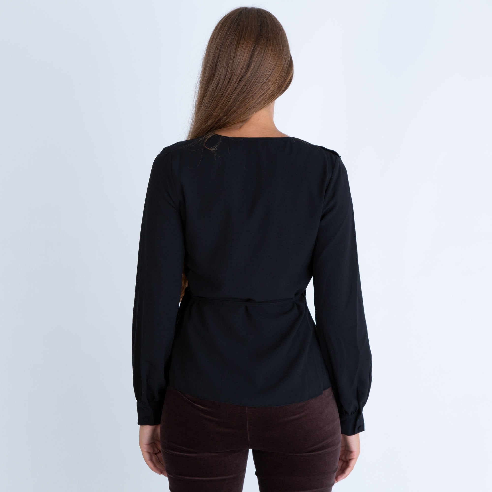 Ilse Jacobsen Waffle30 Wrap Frill Edge Blouse Black