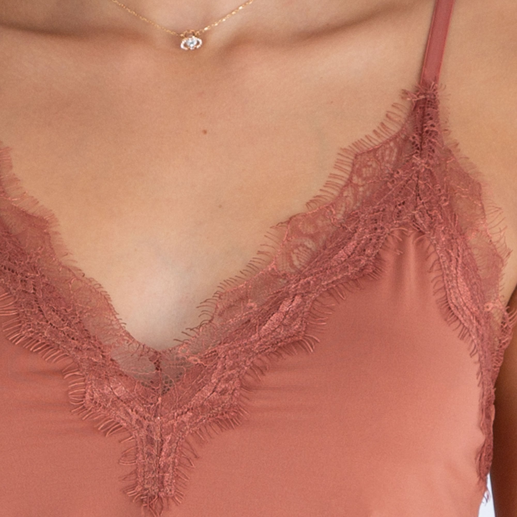Rosemunde A Line Adjustable Strap Lace Trim Vest Copper