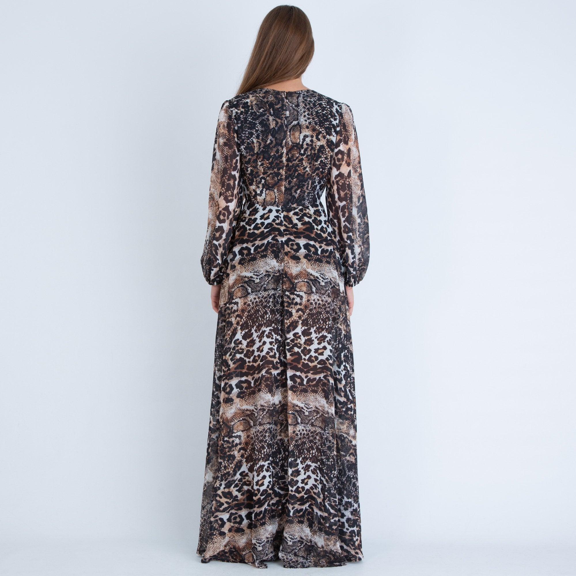 Forever Unique Boa Animal Print Maxi Wrap Dress Brown/Multi