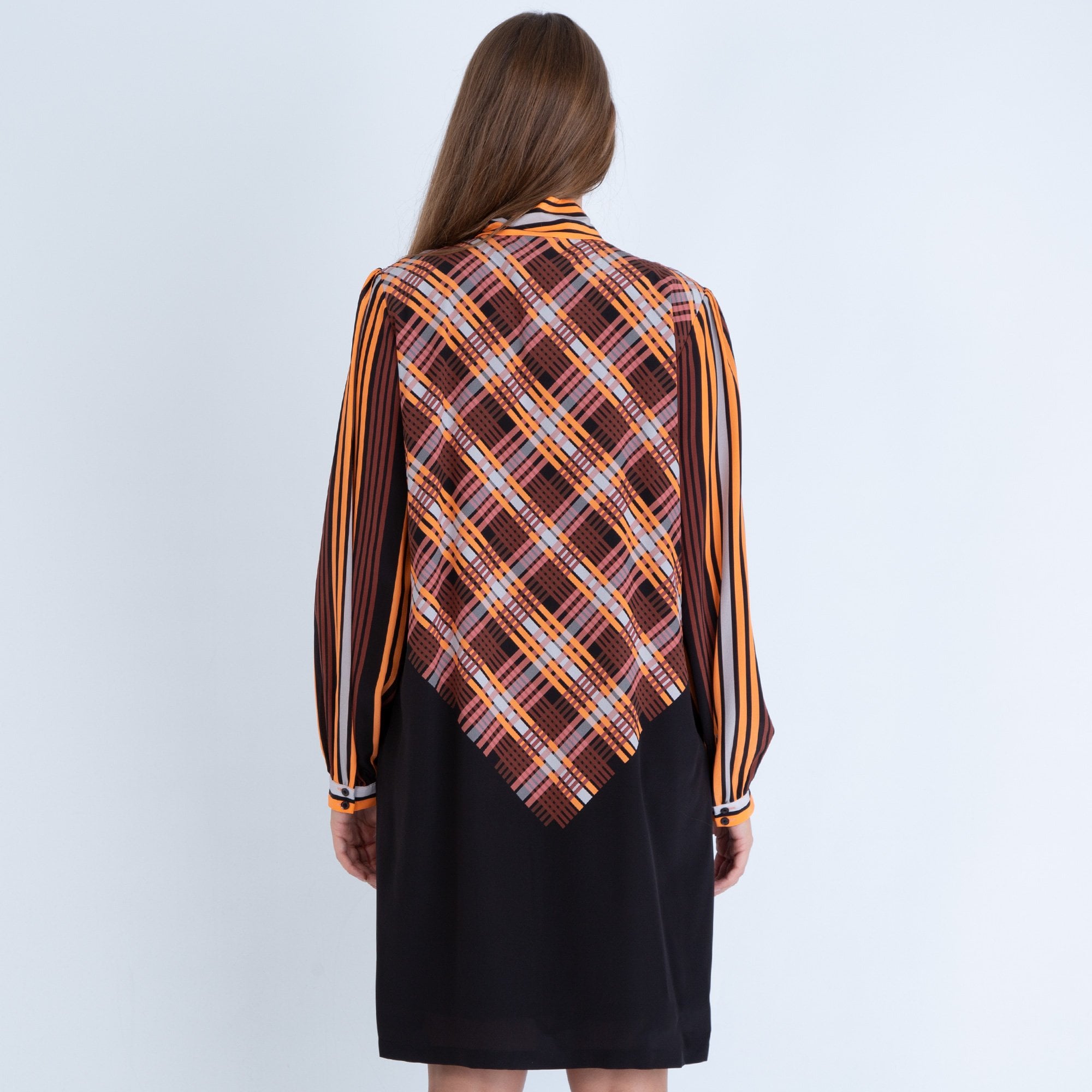 Marc Cain Pussy Bow Plain Hem Dress Orange/Black