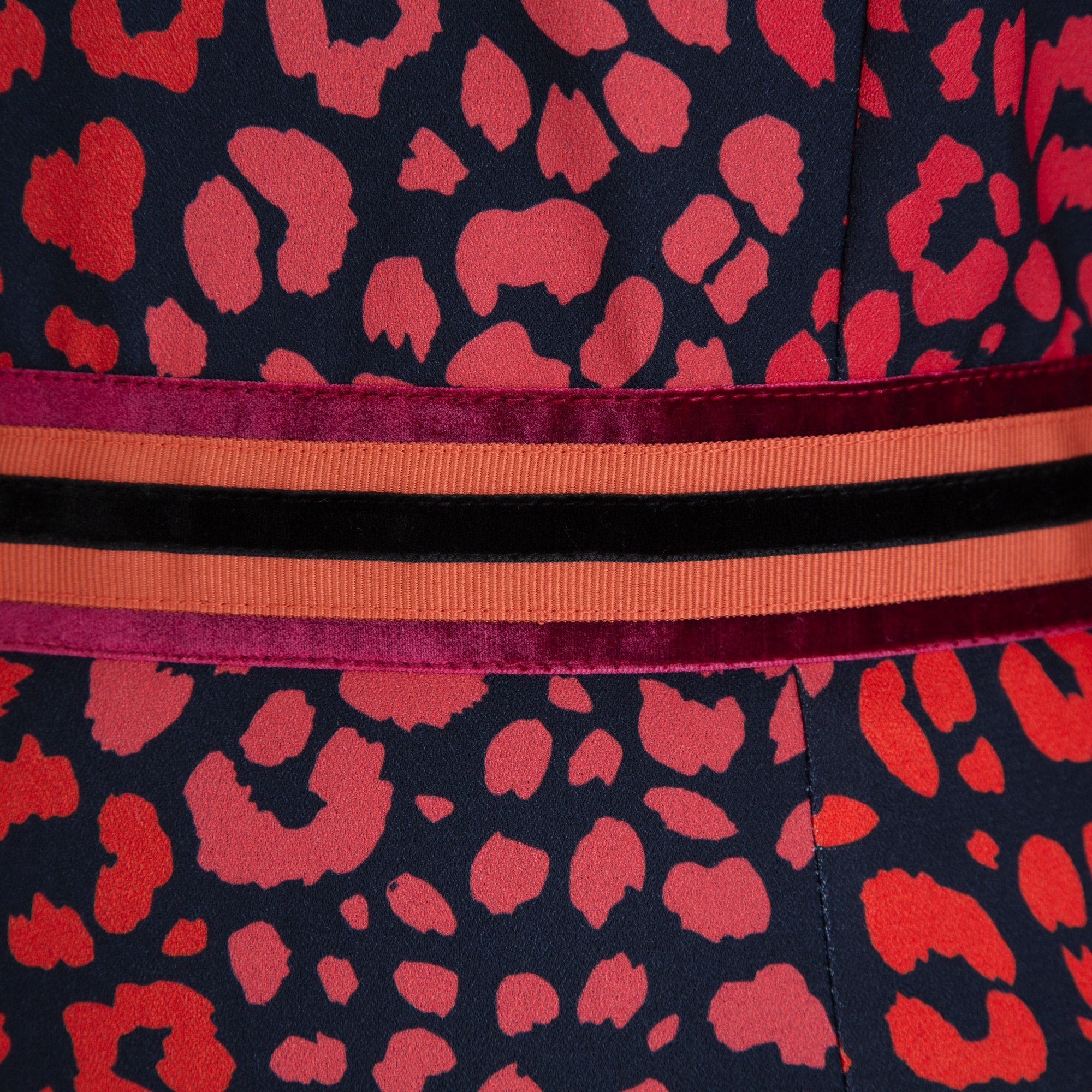 Forever Unique Roxanna Leopard Print Cold Shoulder Midi Dress Red