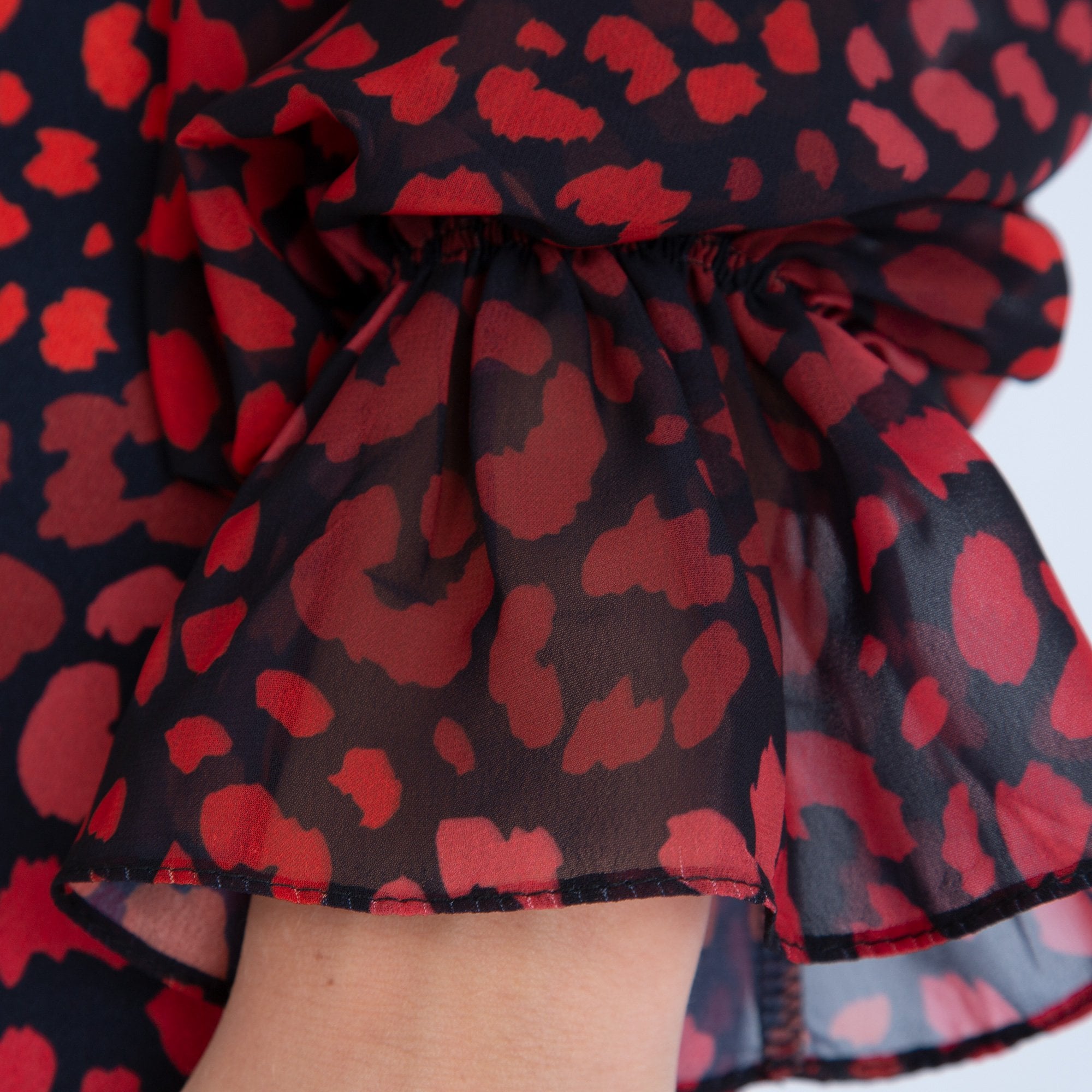 Forever Unique Roxanna Leopard Print Cold Shoulder Midi Dress Red