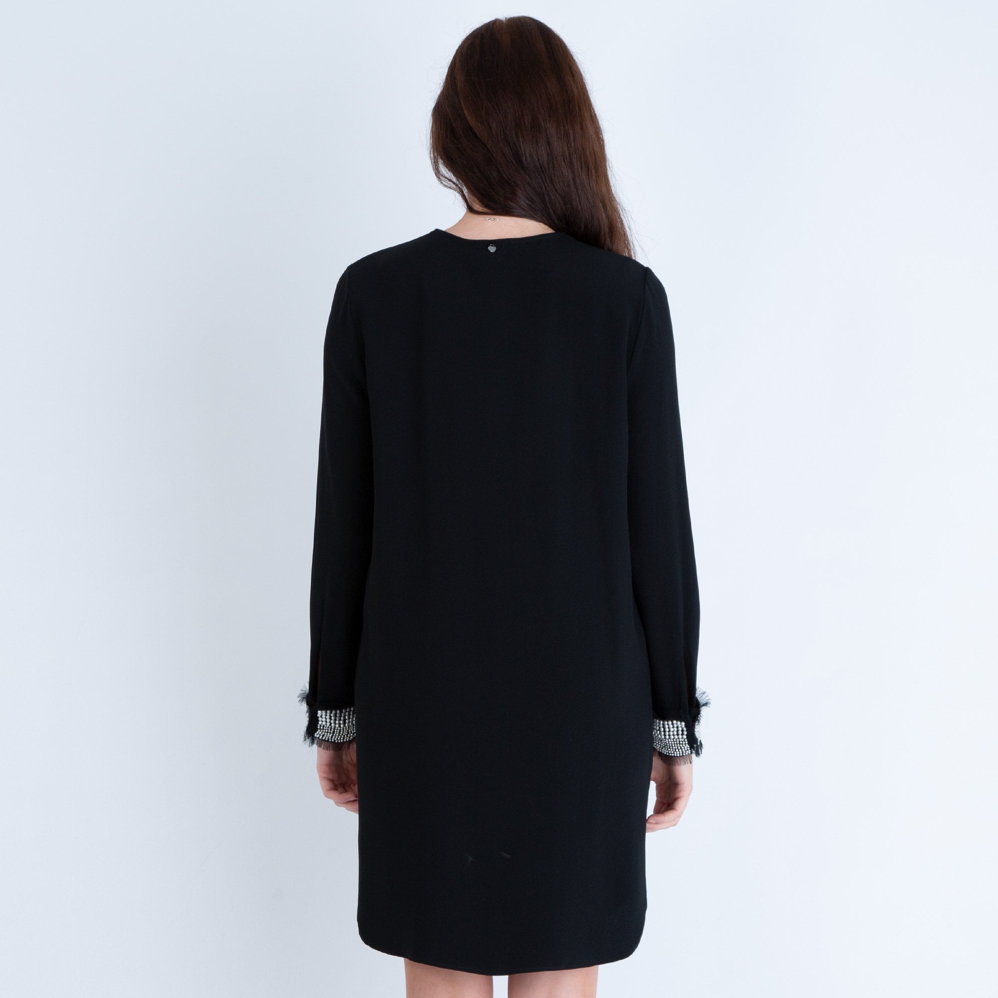 Twinset Crepe Evening Dress With Pearl Cuff Black