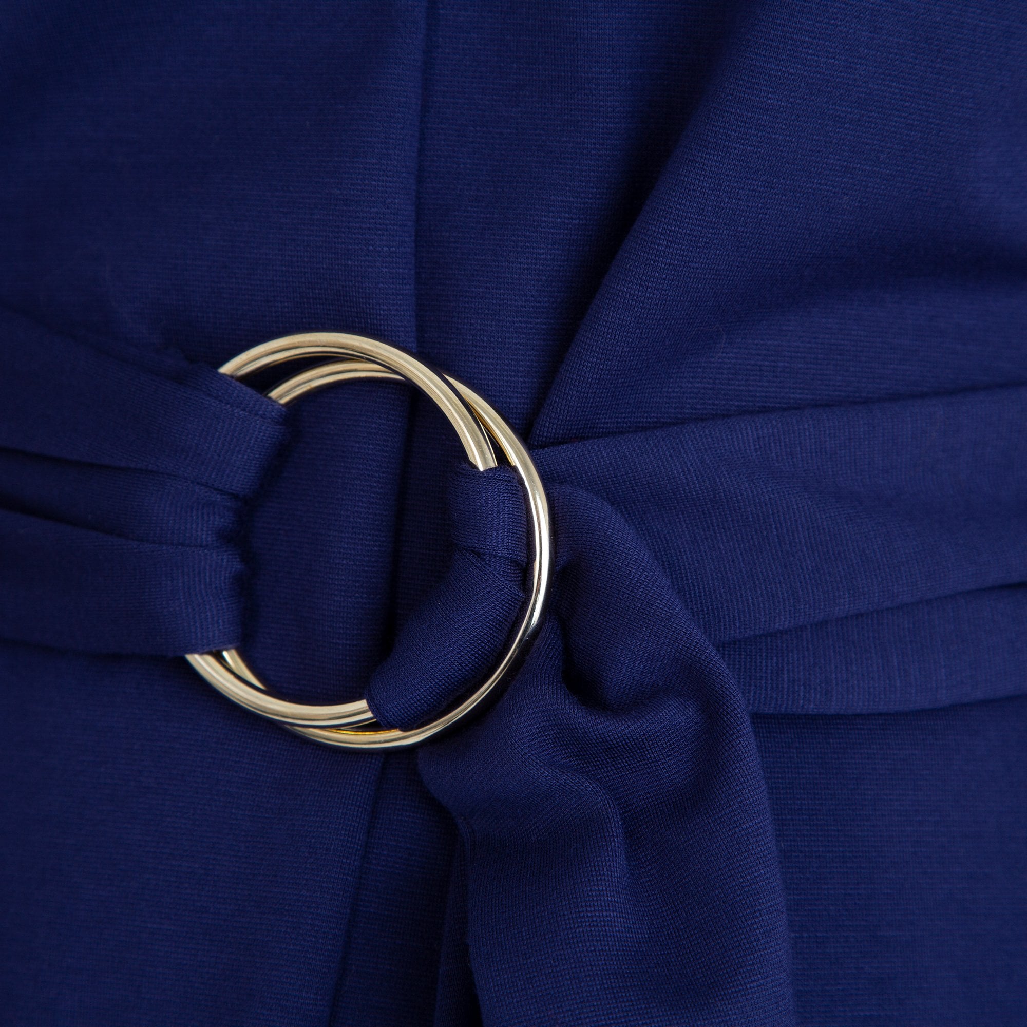 Marc Cain V Neck Short Sleeve Belted Jersey Dress Purple