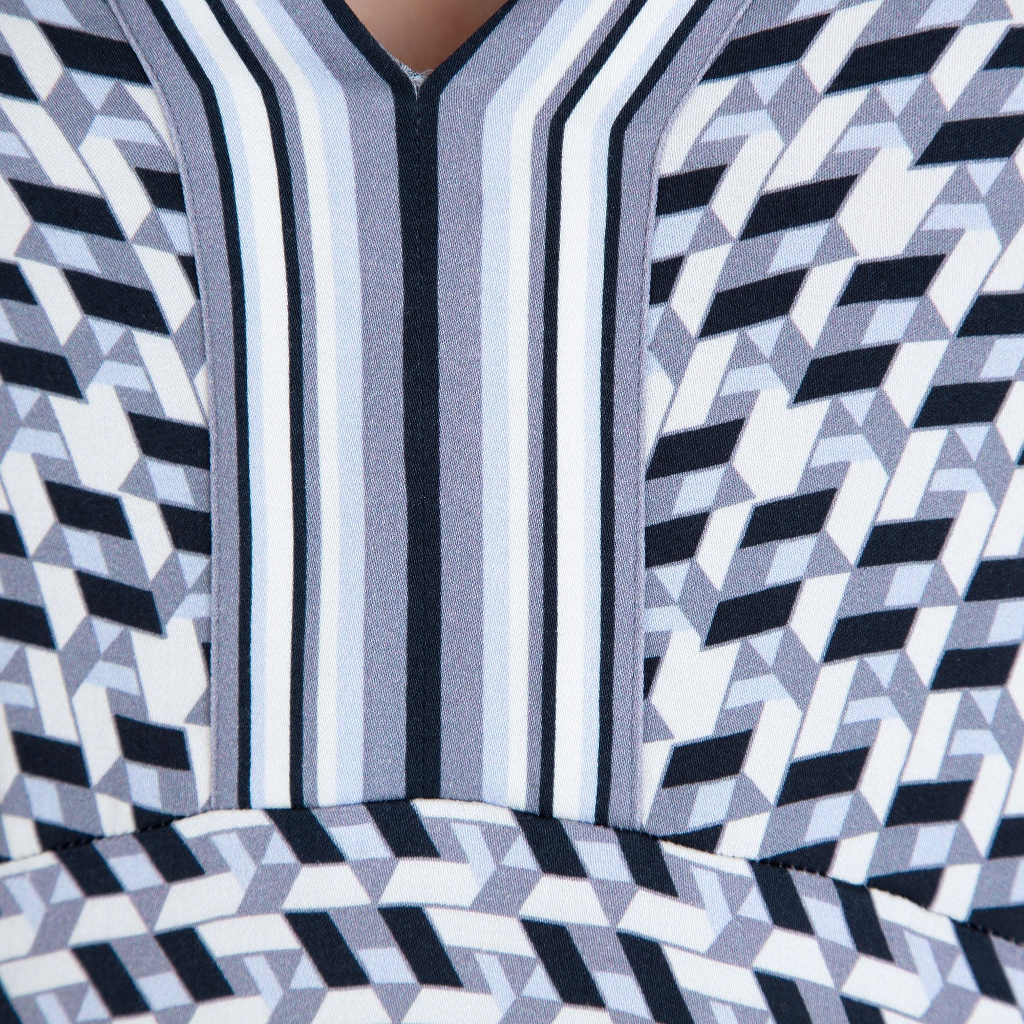 Hale Bob Geometric Print Dress With Hankerchief Hem Black/White