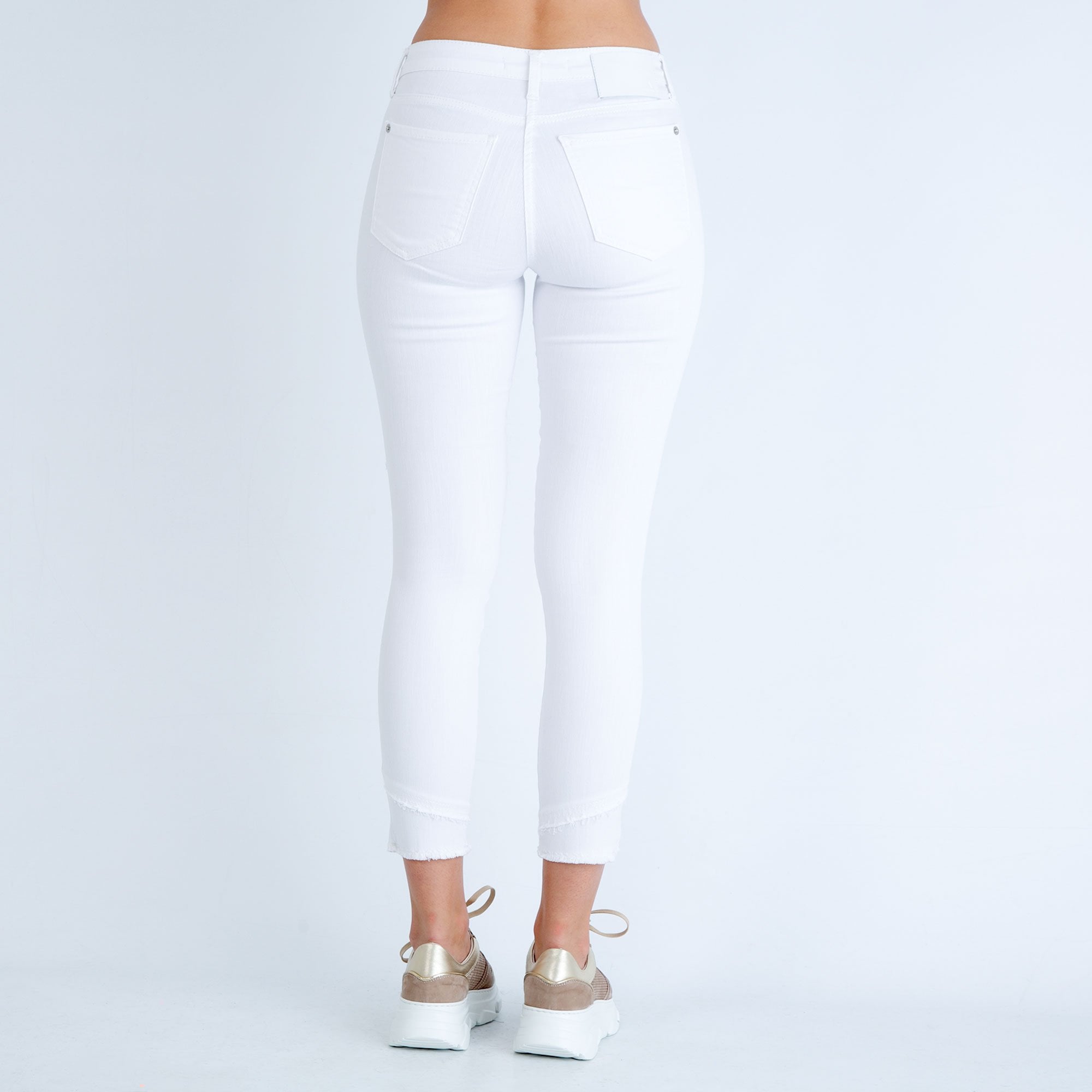 Mac Frayed Hem Skinny Jean White 27L