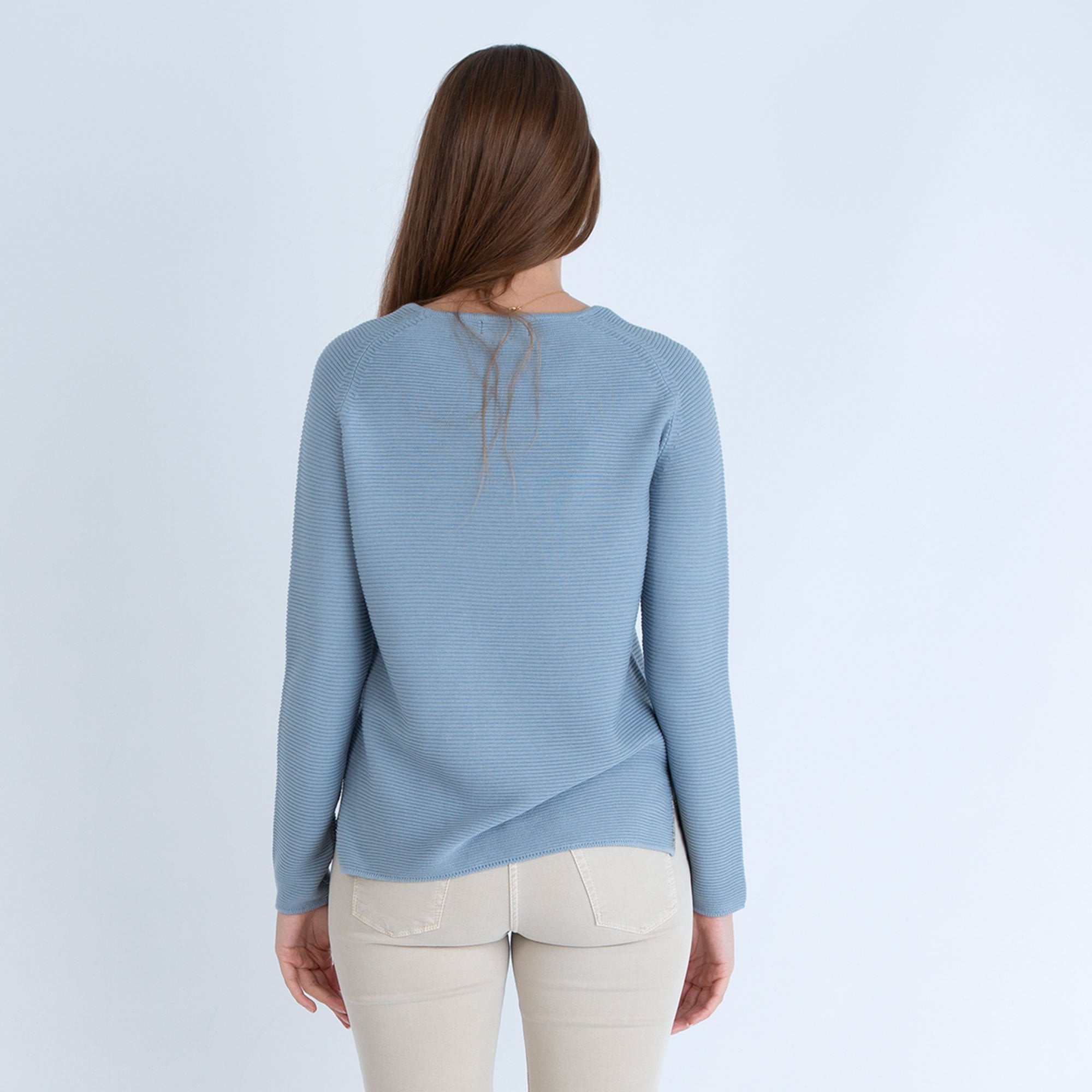 Monari Side Split Jumper With Sequin Trim Aqua