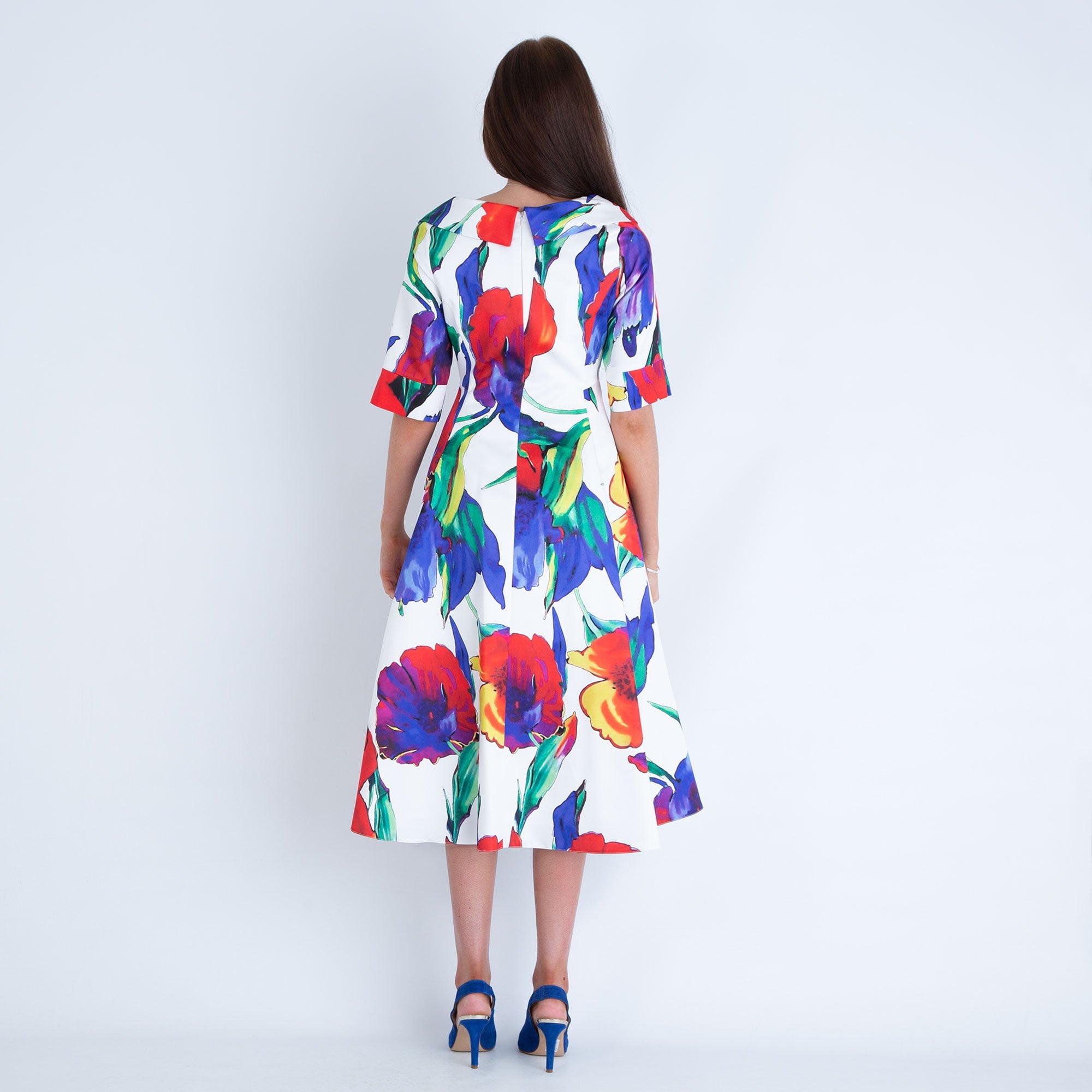 Izabella Flower Print Boat Neck Fit And Flare Dress Multi