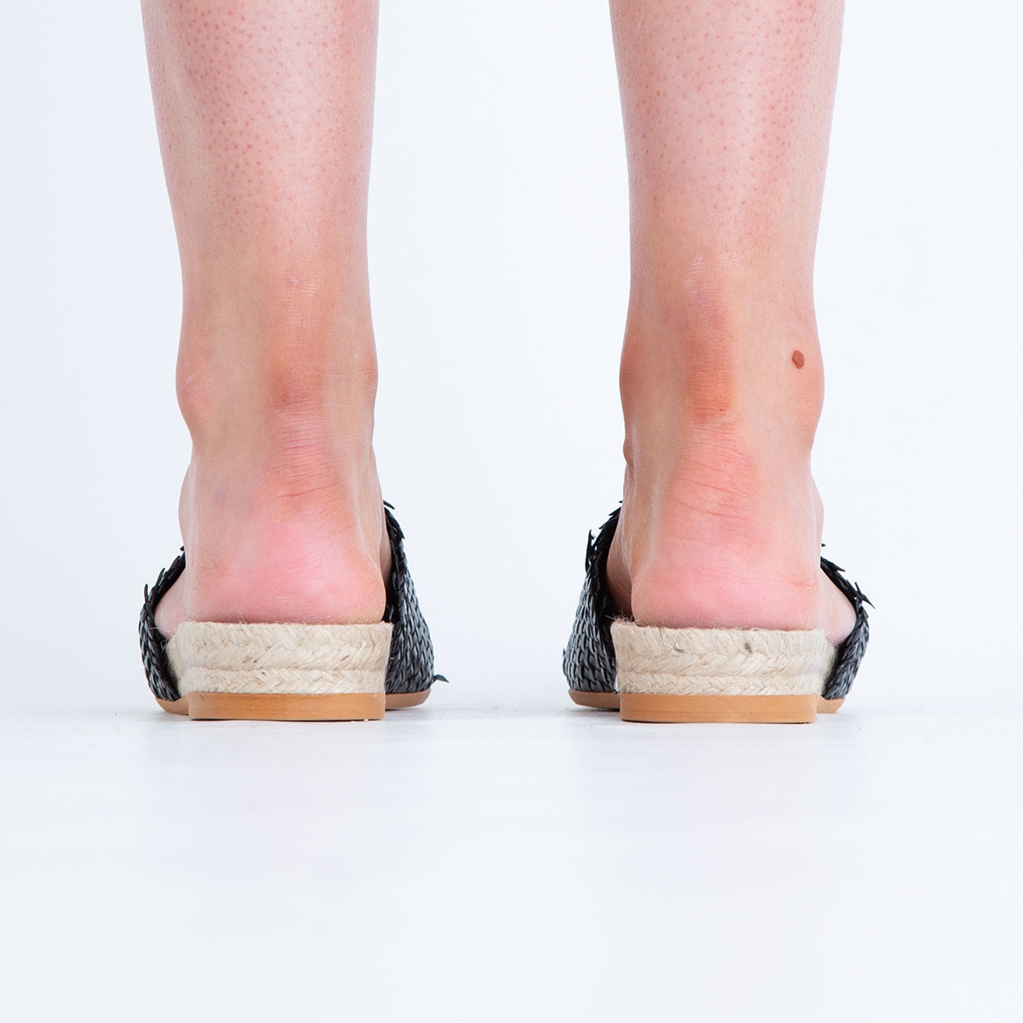 Kanna Woven Slide On Flat Sandal Black