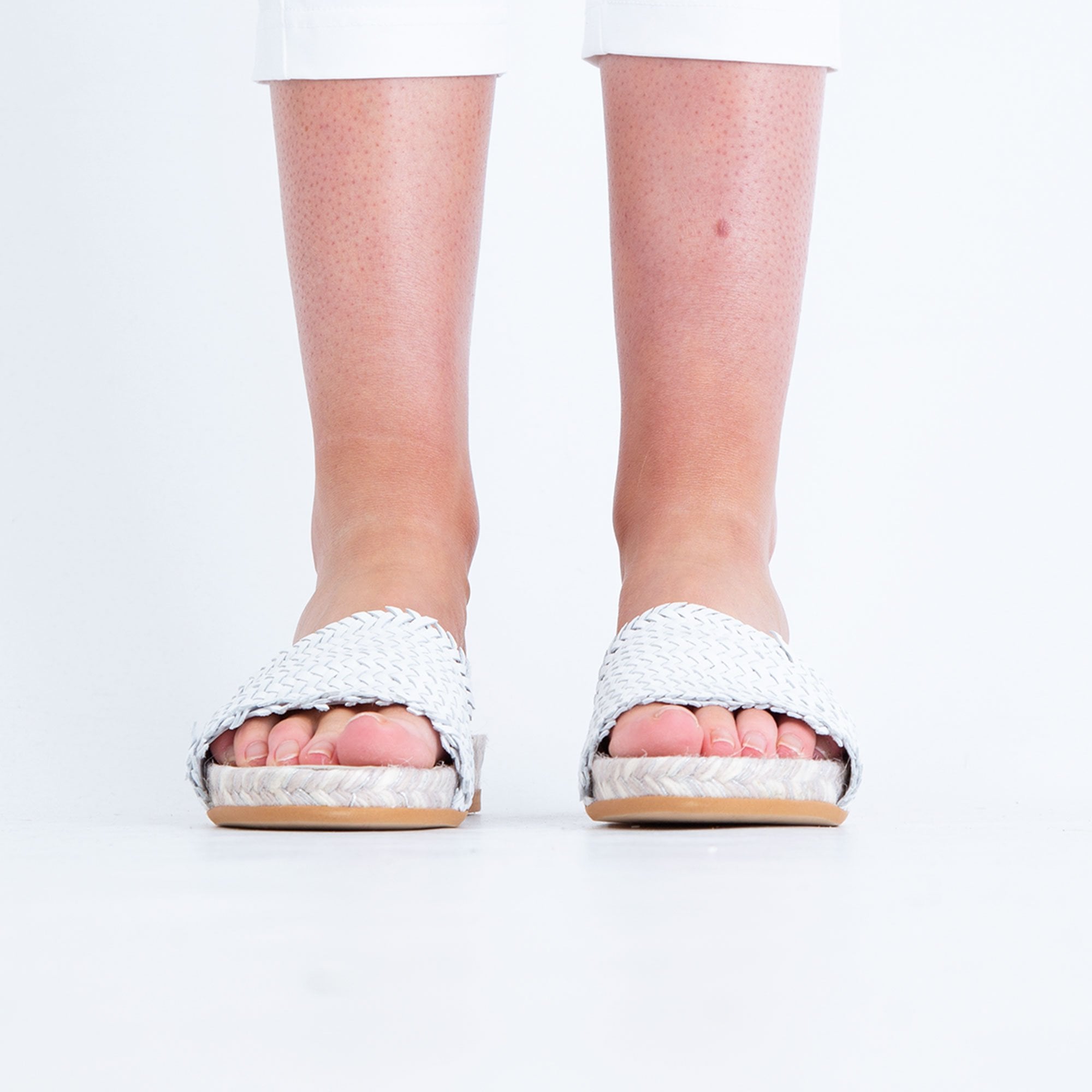 Kanna Woven Slide On Flat Sandal White