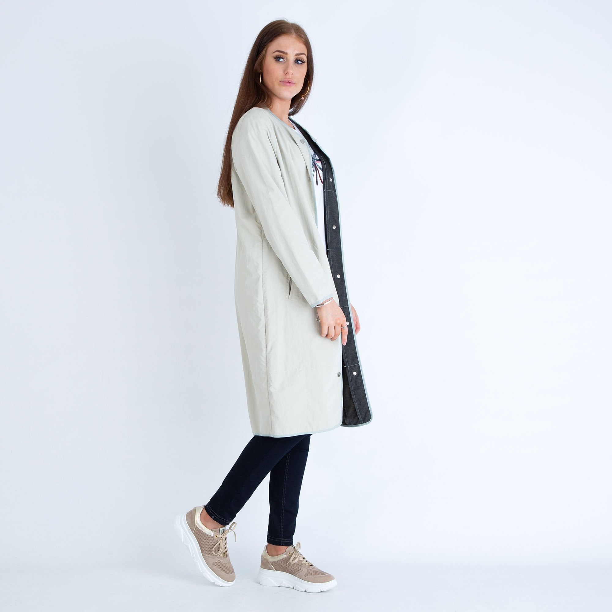 Rino & Pelle Fermin Collarless Long Rain Mac Beige