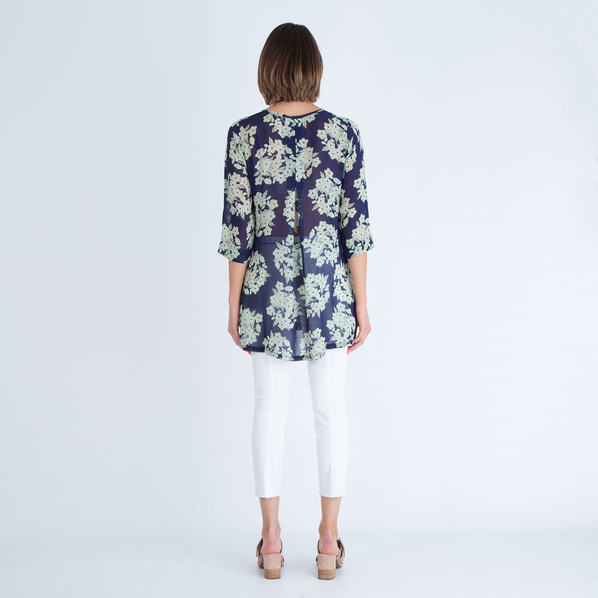 Masai Garland Floral Print Tunic Viscose Blouse Blue/Green