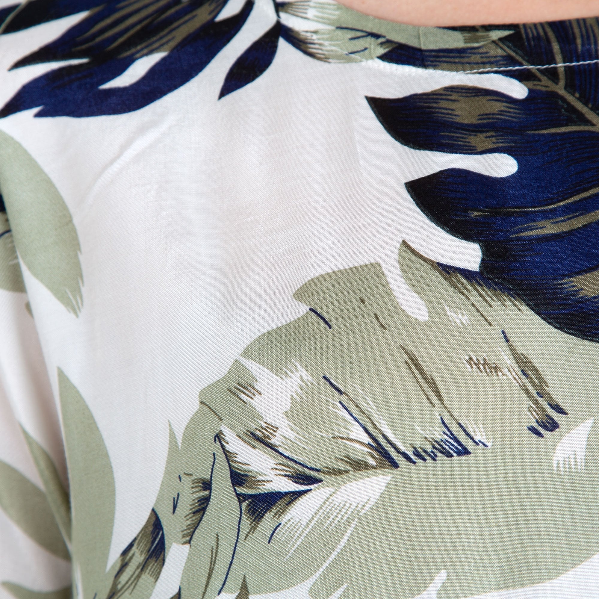 Masai Galila Leaf Print Tunic With Gathered Back Off White/Green