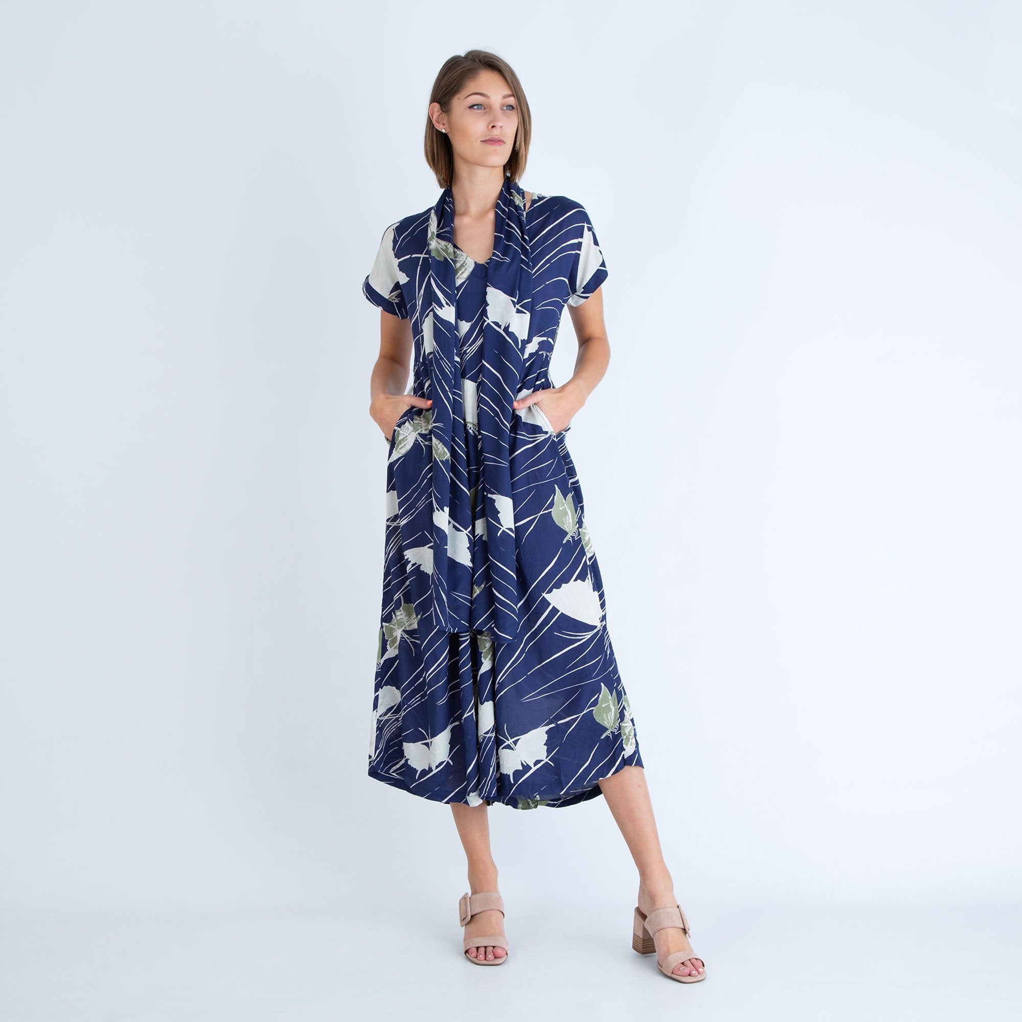 Masai Butterfly Print Scarf To Match Blue/Green