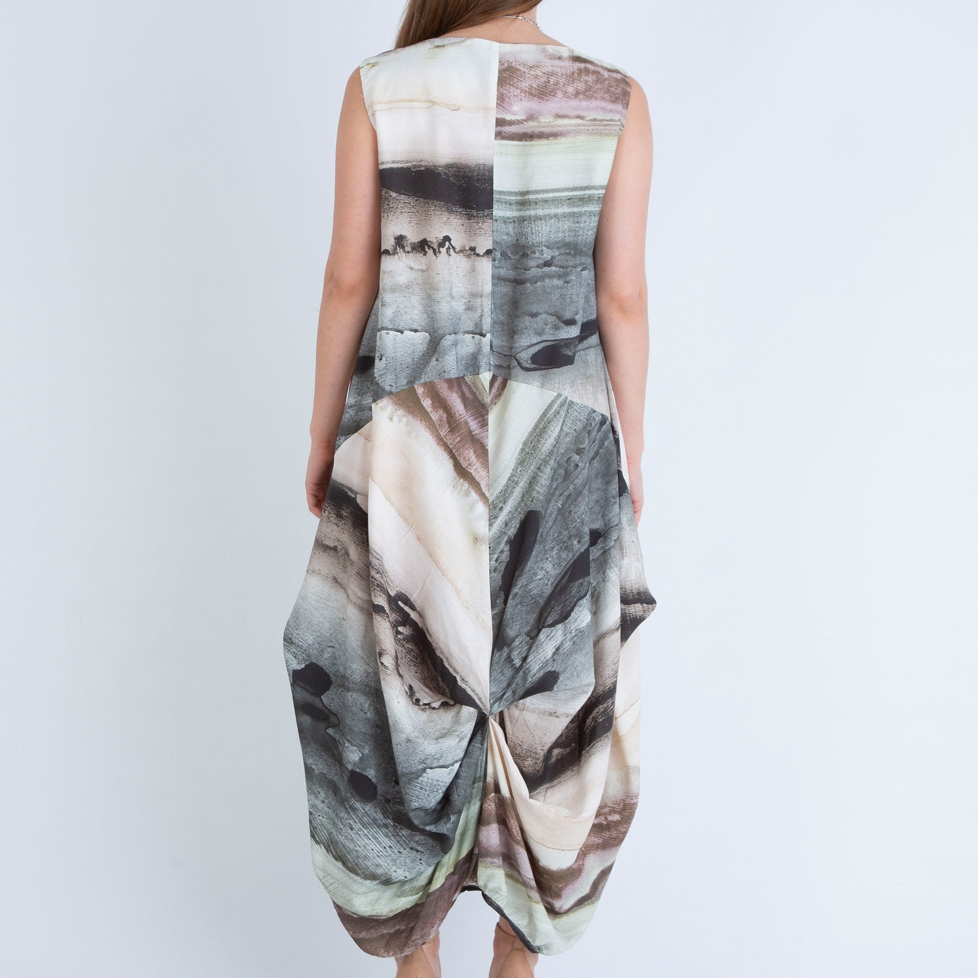 Ozai N Ku Habitat Round Neck Sleeveless Stripe Dress Multi