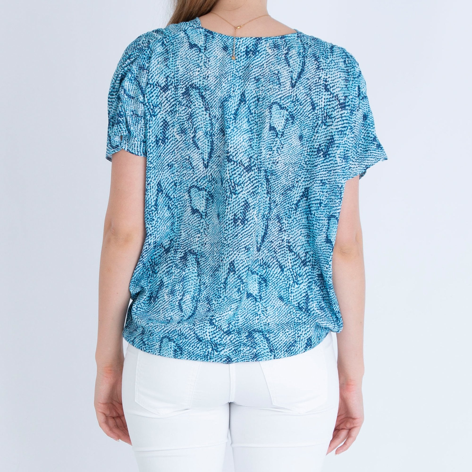 Neon Star Crossover Blouse Aqua
