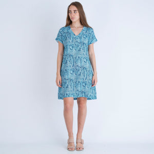 Neon Star V Neck Snake Print Shift Dress