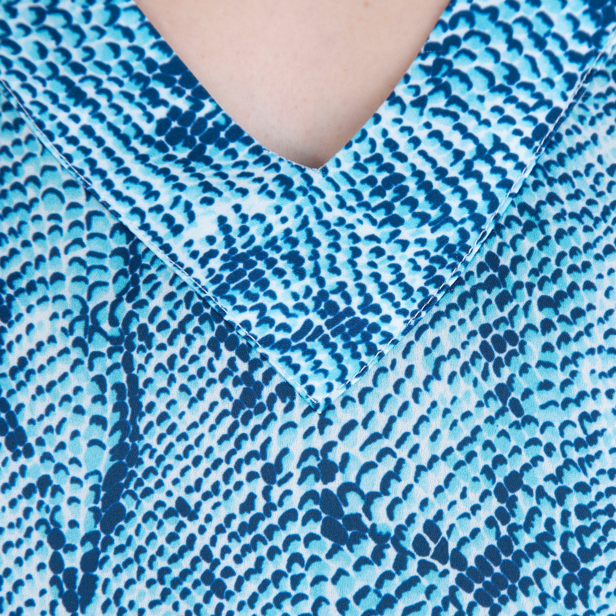 Neon Star V Neck Snake Print Shift Dress Aqua