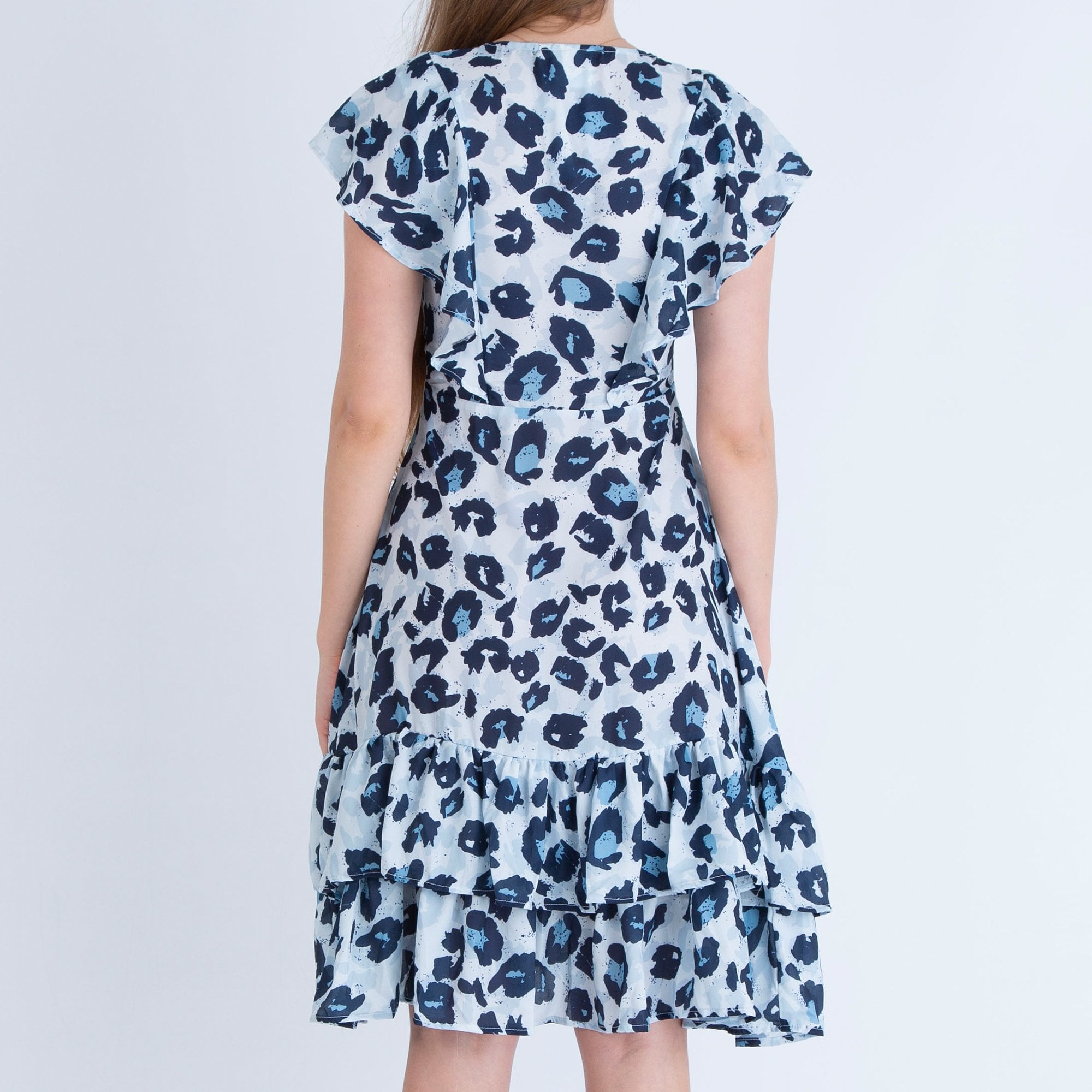 Neon Star Animal Print Shift Dress Grey/Blue