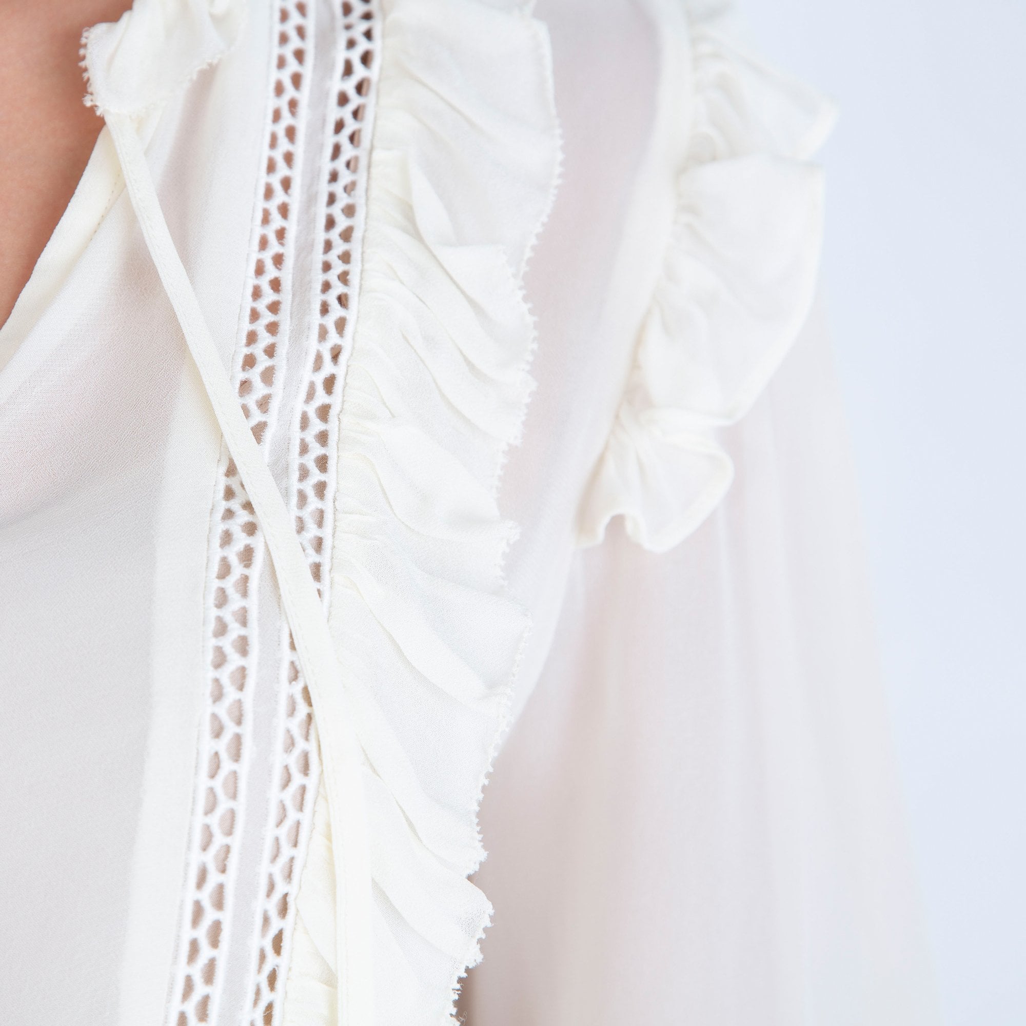 Twinset Pretty Frill Trim Blouse Cream