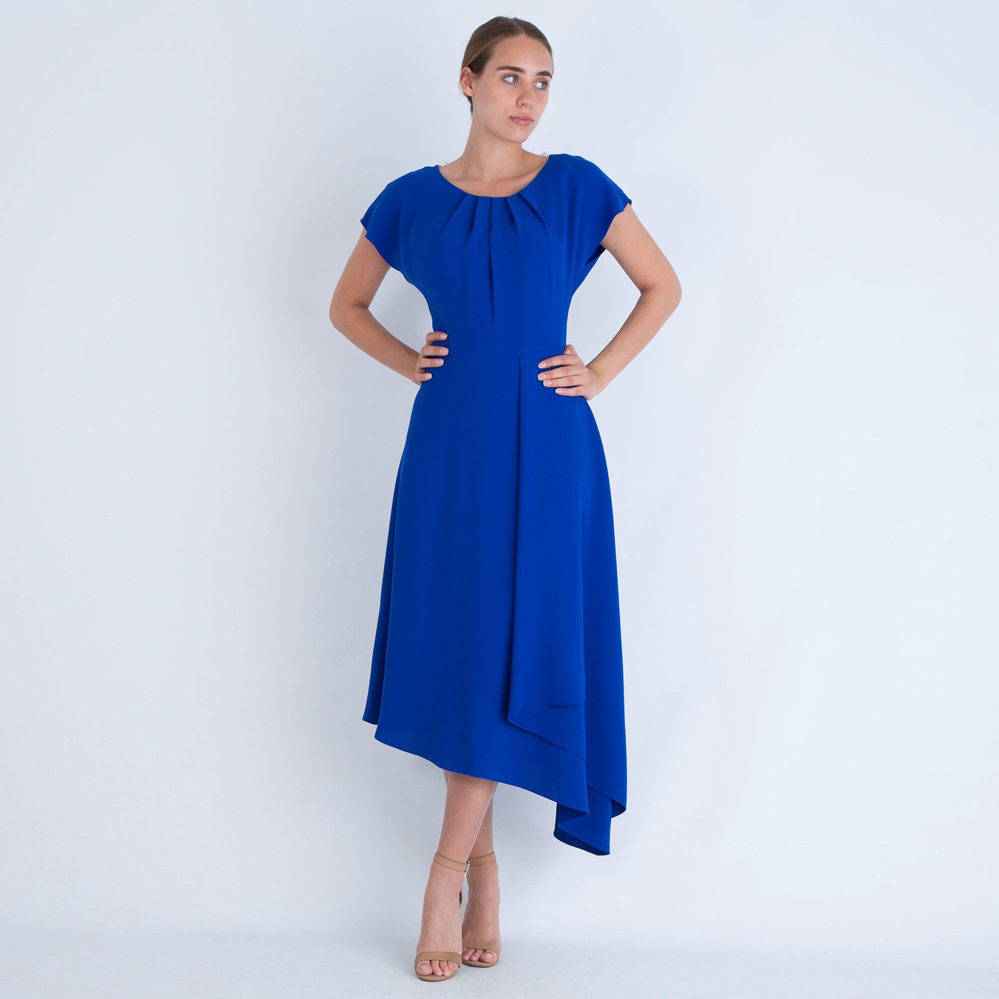 Izabella Pleat Front Midi Dress Royal Blue  SisterOnlinestore