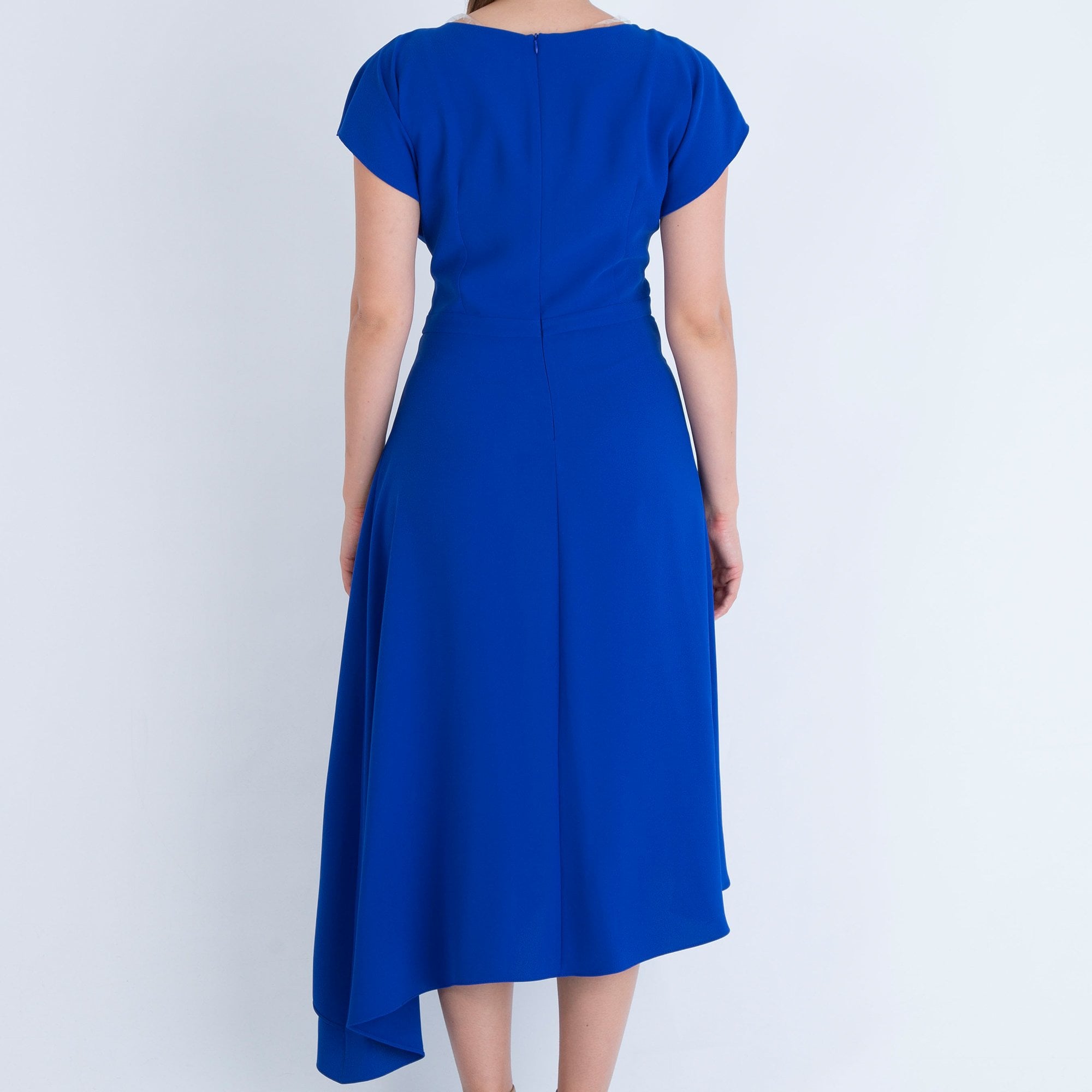 Izabella Pleat Front Midi Dress Royal Blue