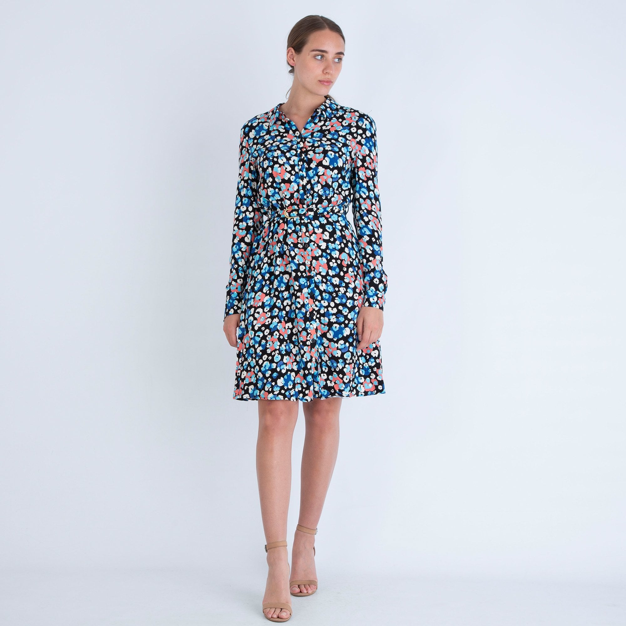 Fabienne Chapot Leopard And Blossom Print Belted Dress Black/Multi