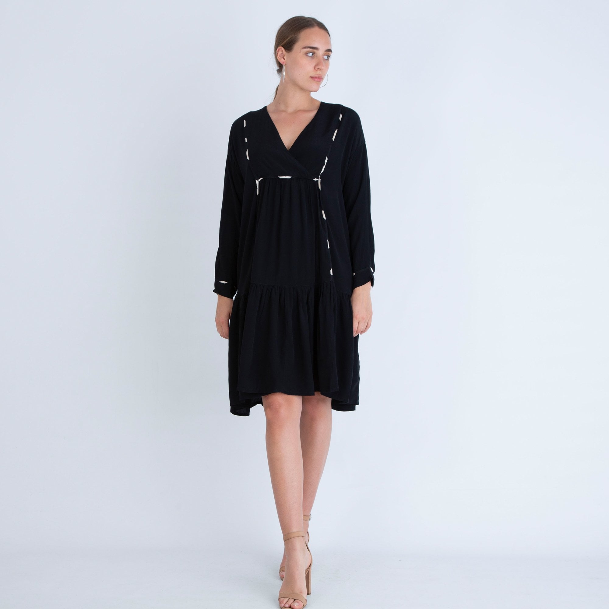 Masai Naba Gathered Front Dress With Pipe Detail Black