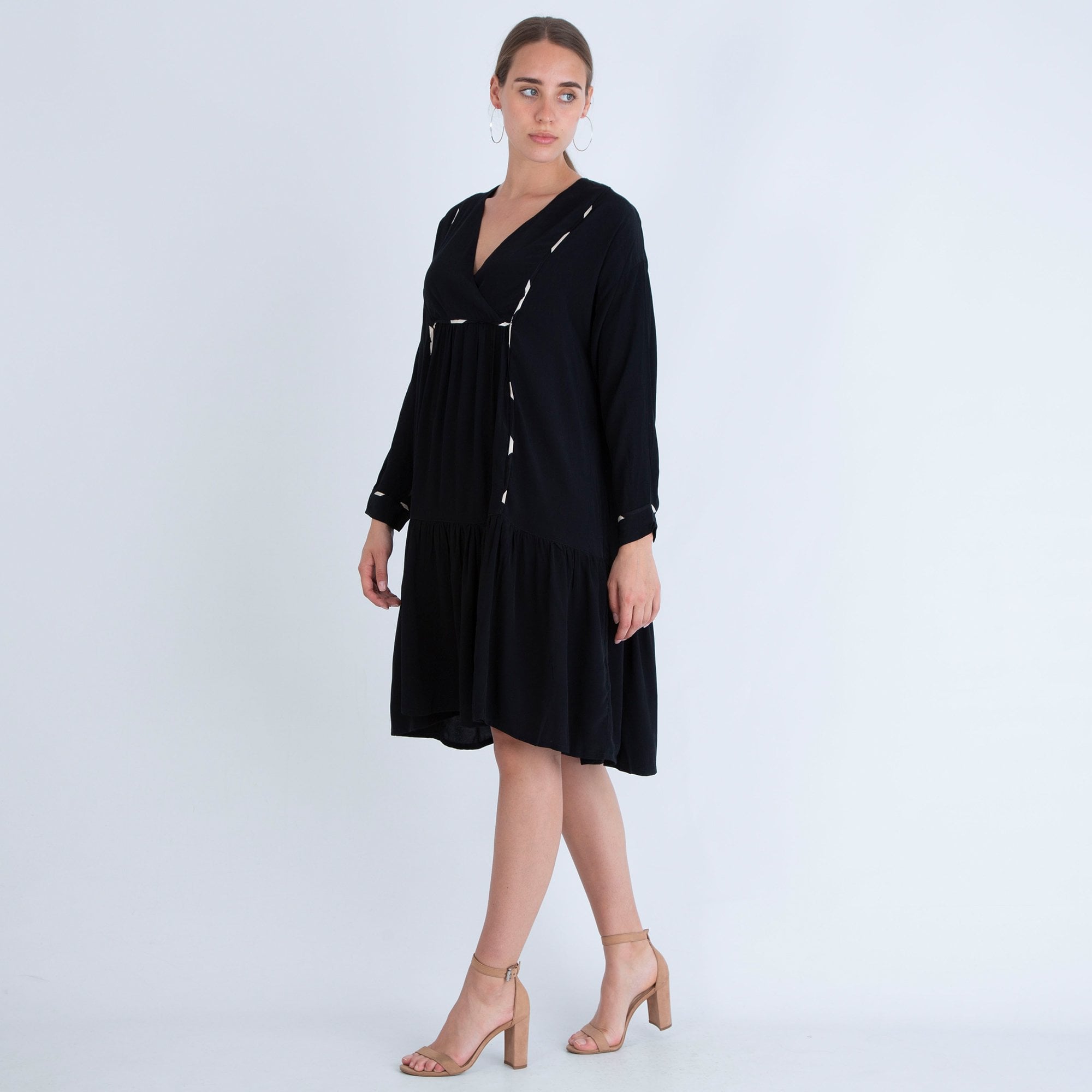 Masai Naba Gathered Front Dress With Pipe Detail Black