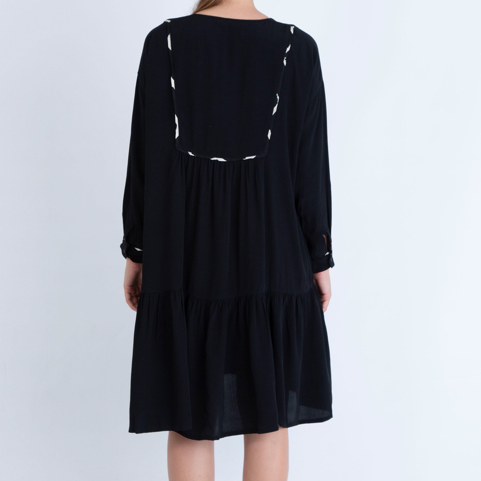 Masai Naba Gathered Front Dress With Pipe Detail Black