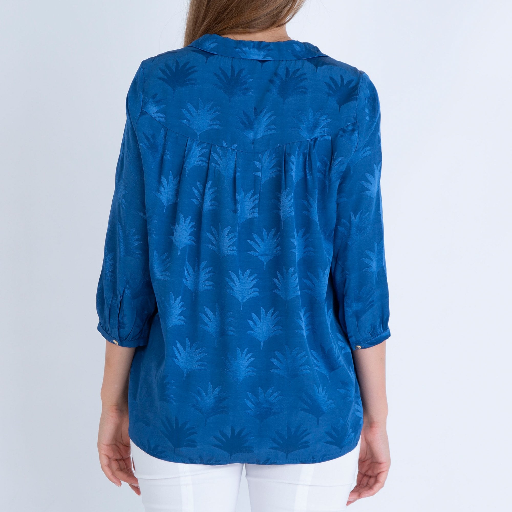 Fabienne Chapot Fan Print Blouse With 3/4 Sleeve Blue