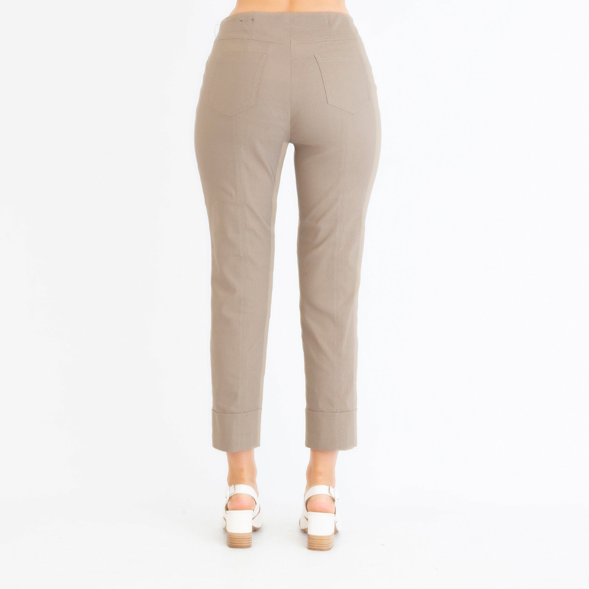 Robell Bella 09 Cropped Trouser With Turn Up Taupe 17